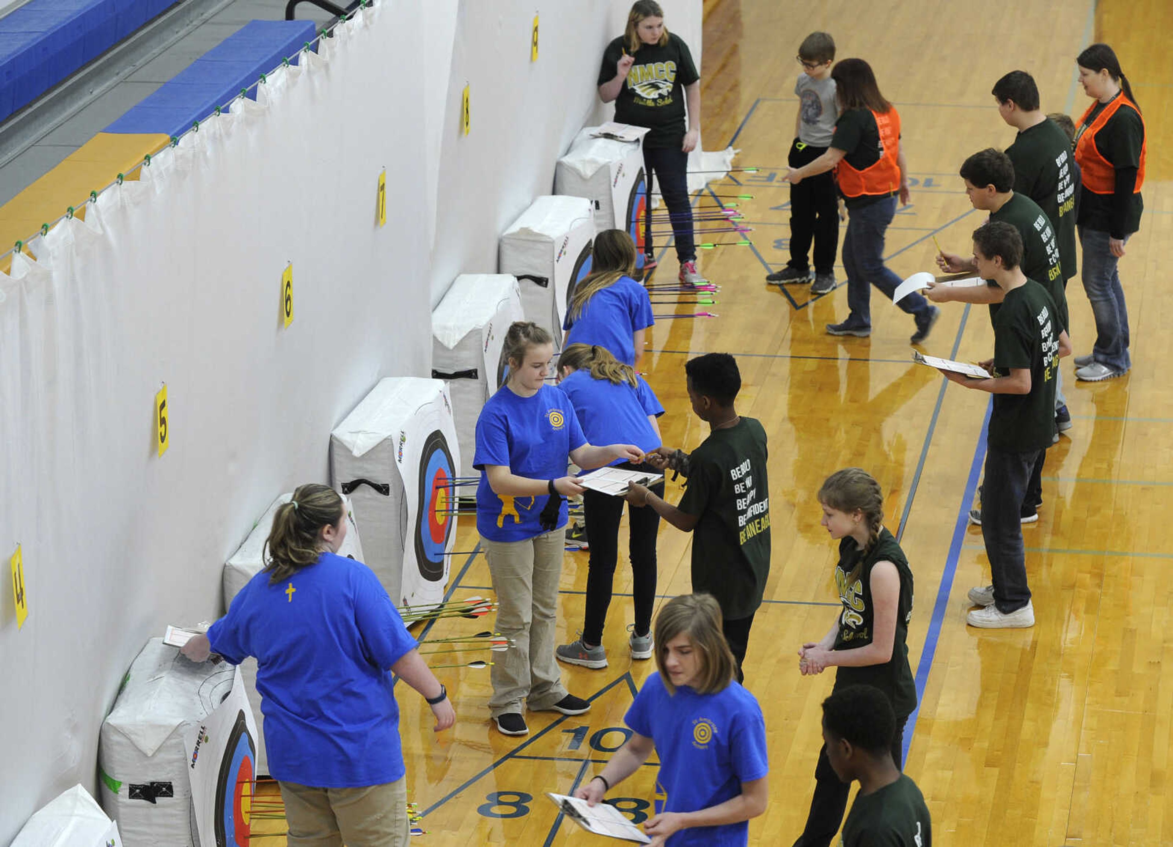 FRED LYNCH ~ flynch@semissourian.com
Archers score their shots Saturday, Feb. 3, 2018 during a National Archery in the Schools Program tournament at Immaculate Conception Catholic School in Jackson.