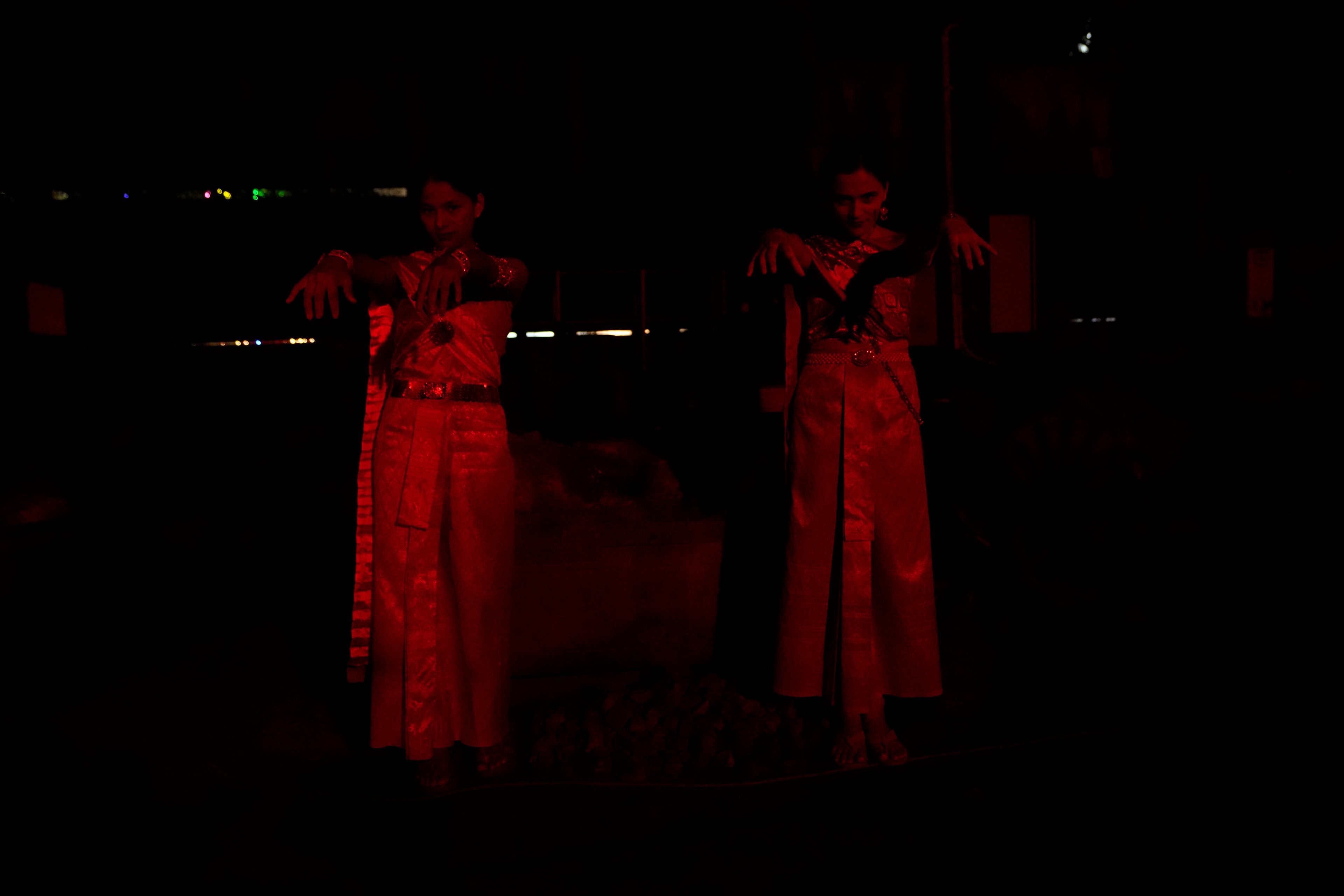 Visitors dressed in a ghost costumes at Goosebump market as a part of Halloween festival in Bangkok, Thailand, Wednesday, Oct. 30, 2024. (AP Photo/Sakchai Lalit)