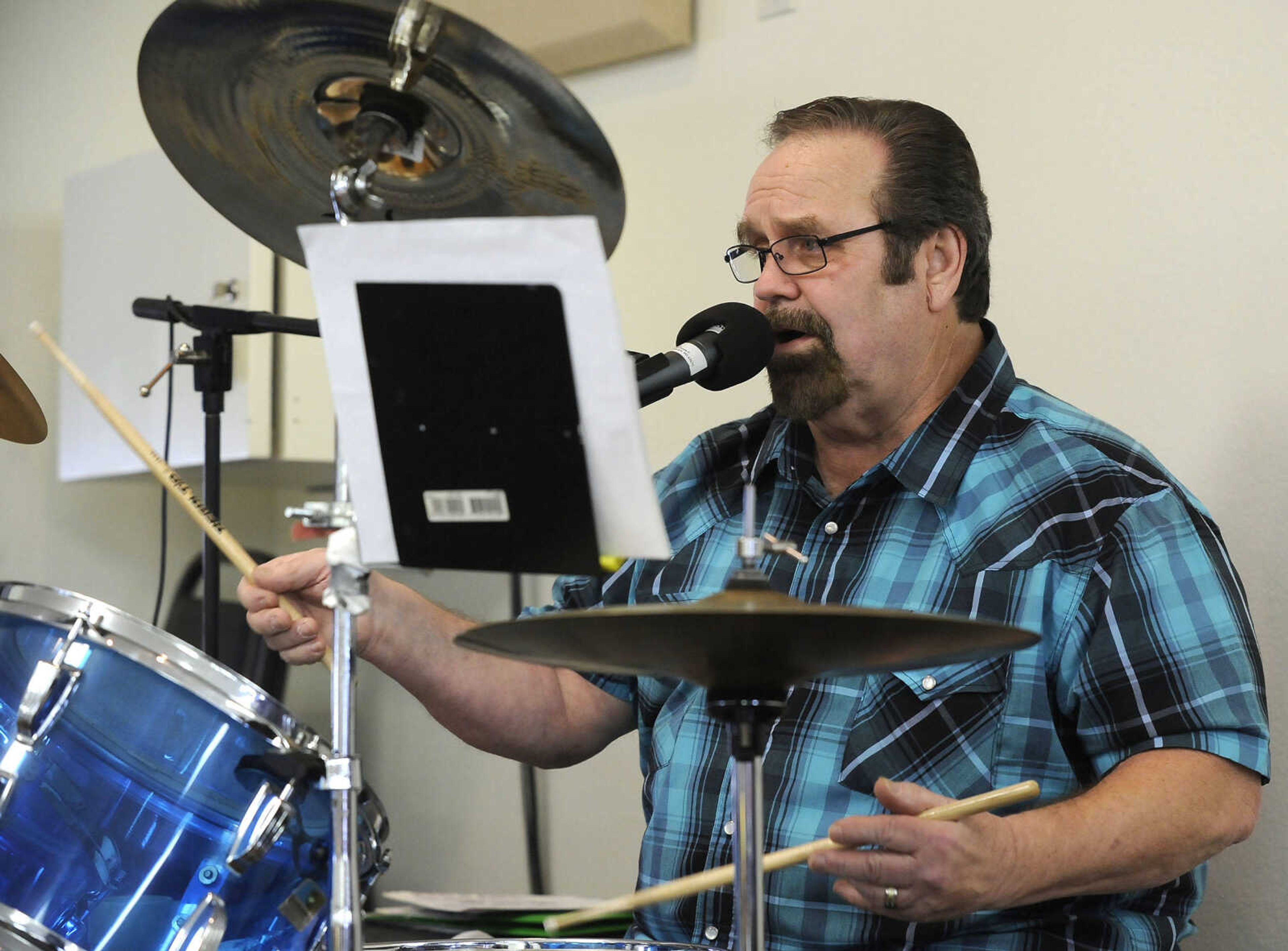 FRED LYNCH ~ flynch@semissourian.com
Vernon Flieg plays drums with Diggin' Country on Wednesday, Jan. 24, 2018 at the Jackson Senior Center in Jackson.