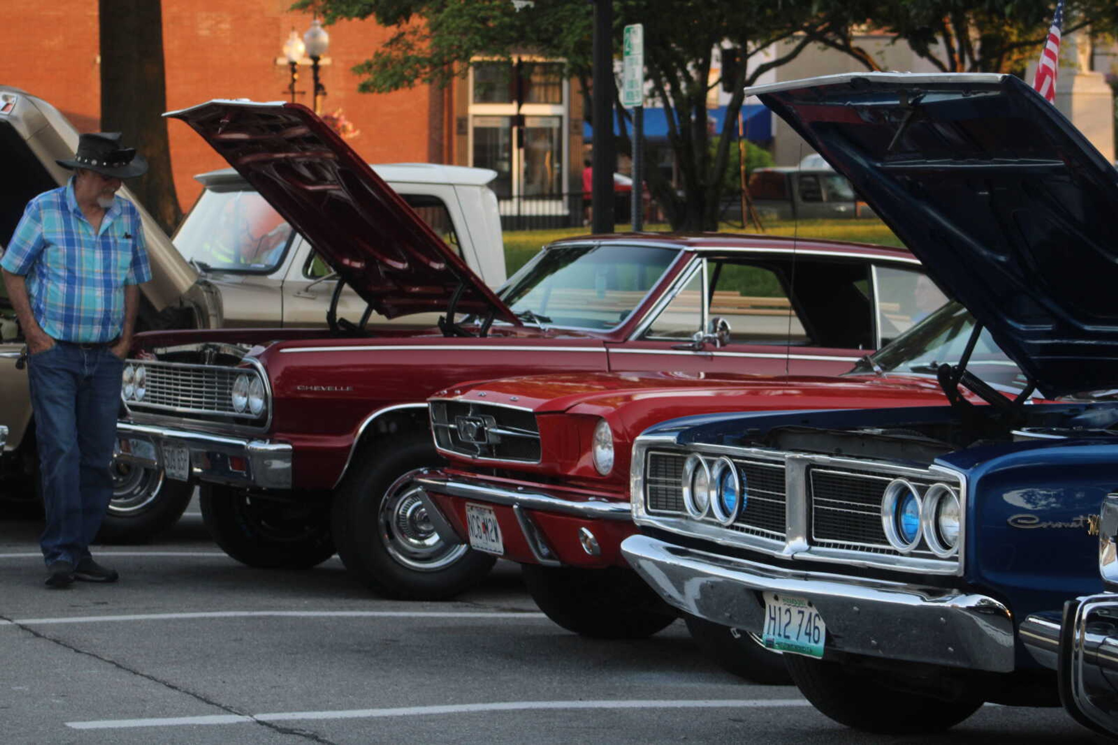 Antique cars line up around 101 Court Street in Jackson for the Cruisin Uptown Car Show on Saturday, June 13.