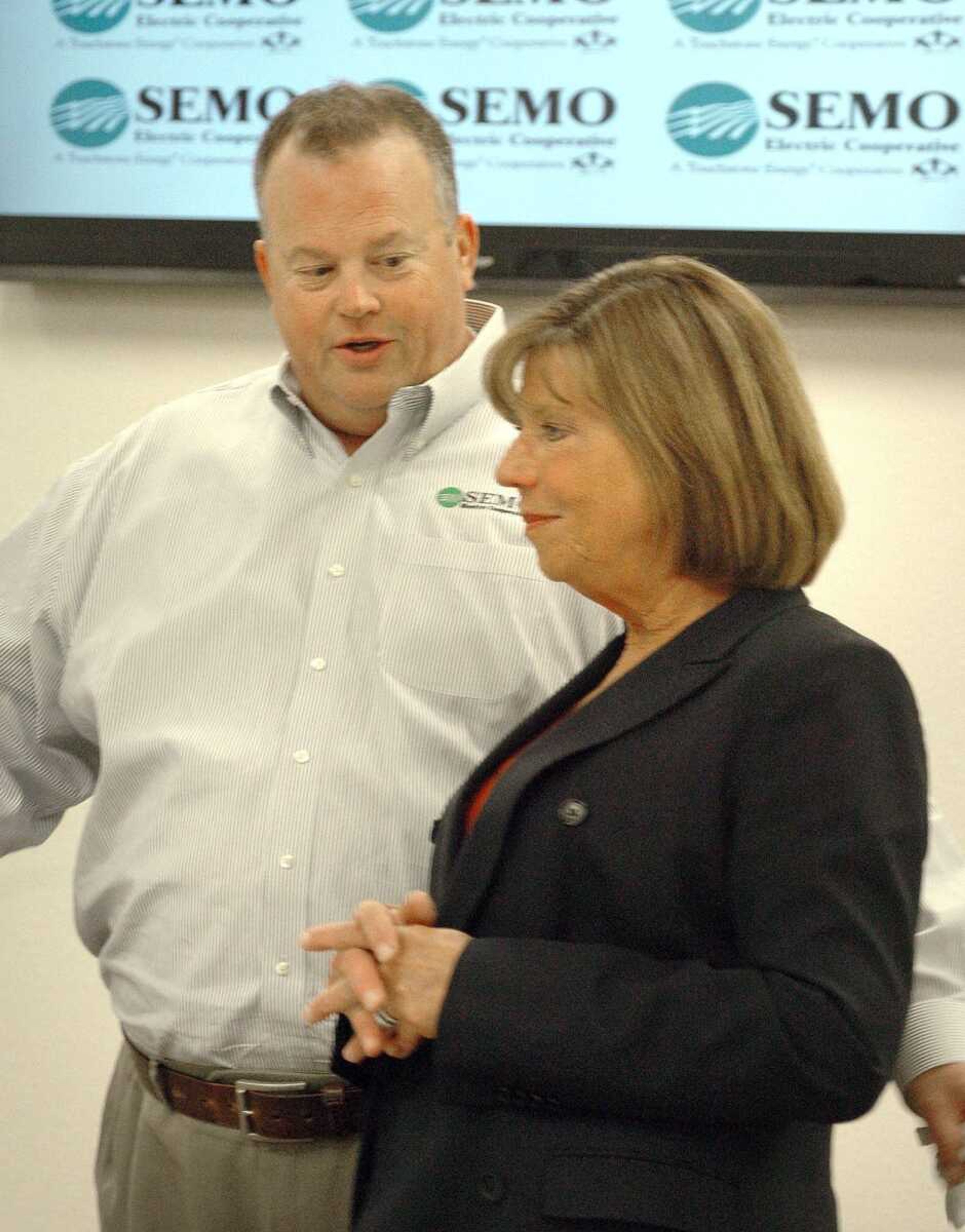 JILL BOCK - Standard-Democrat
Jo Ann Emerson with Sean Vanslyke, CEO of the SEMO Electric Cooperative in Sikeston, Friday, May 24, 2013.