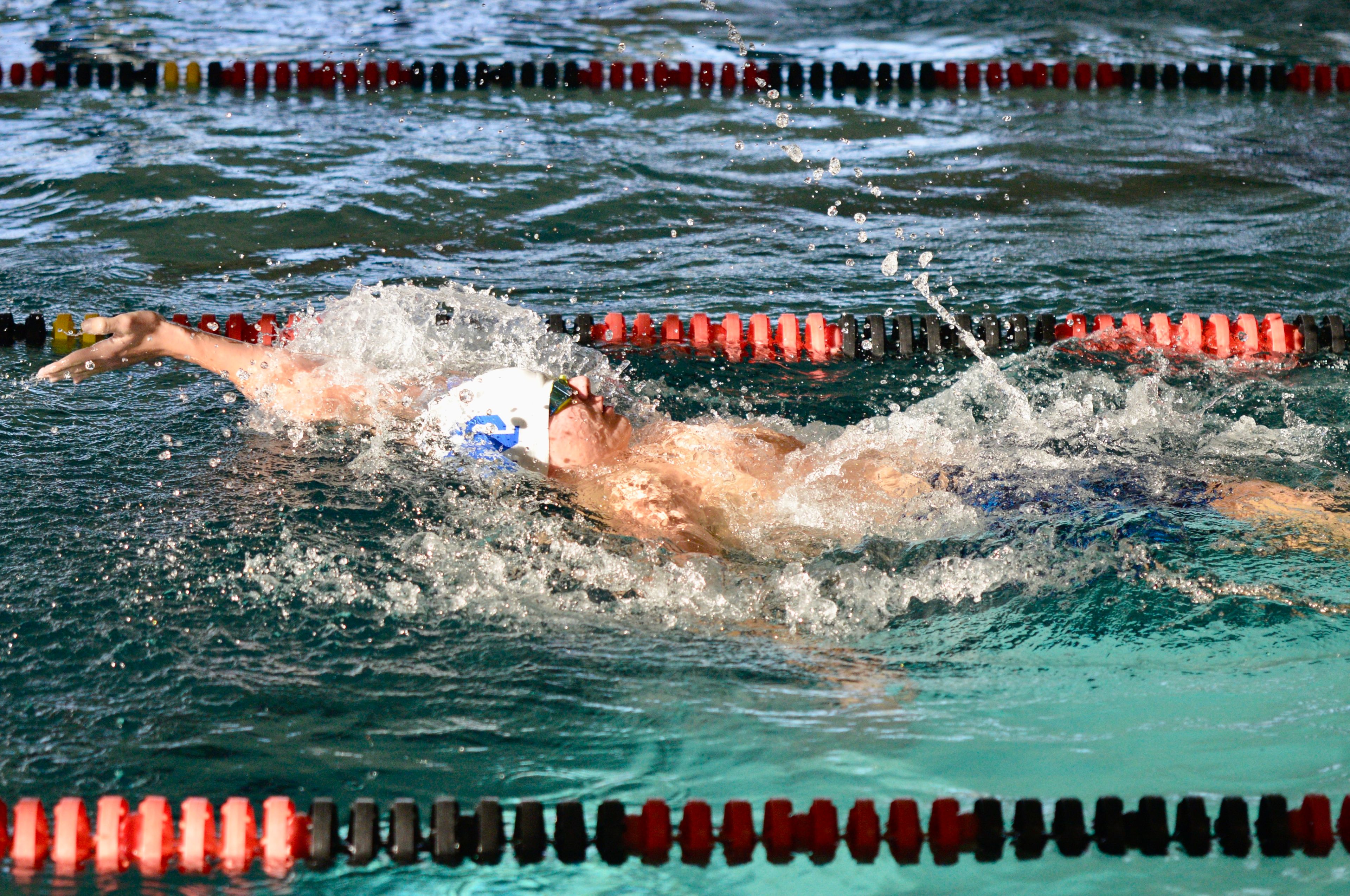 Notre Dame’s Ben Pursell swims in the Rec Relays on Monday, Oct. 21, at the SEMO Recreation Center. 