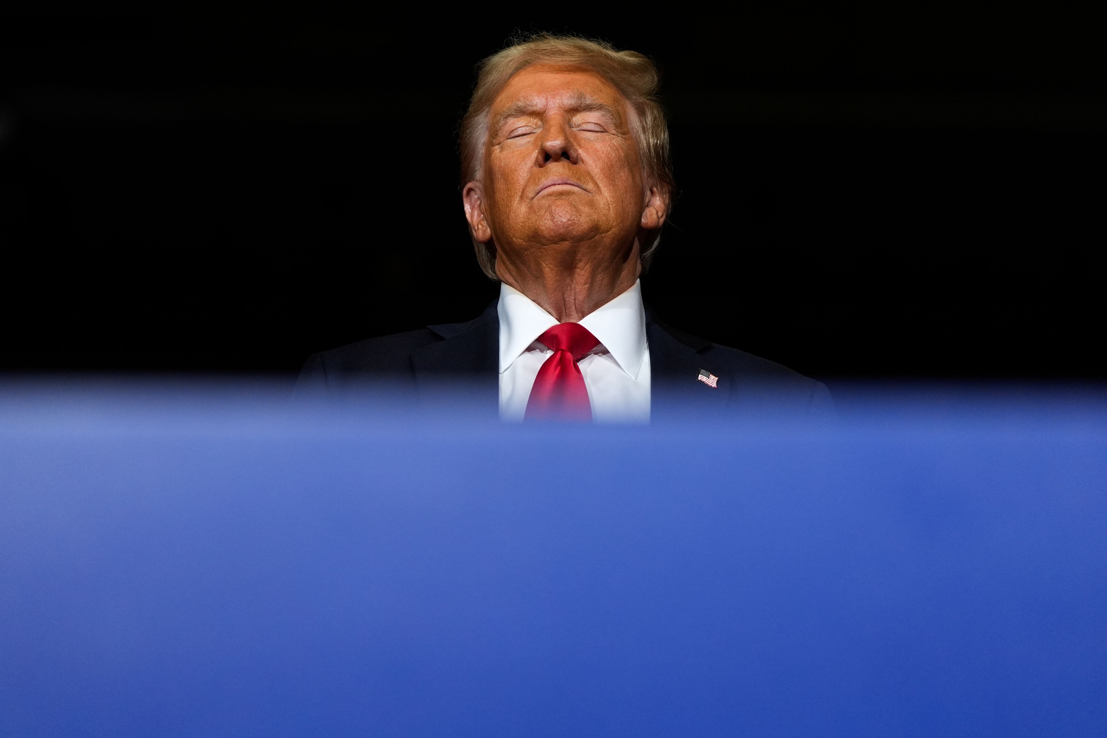 Republican presidential nominee former President Donald Trump arrives at a campaign rally at Grand Sierra Resort and Casino, Friday, Oct. 11, 2024, in Reno, Nev. (AP Photo/Julia Demaree Nikhinson)