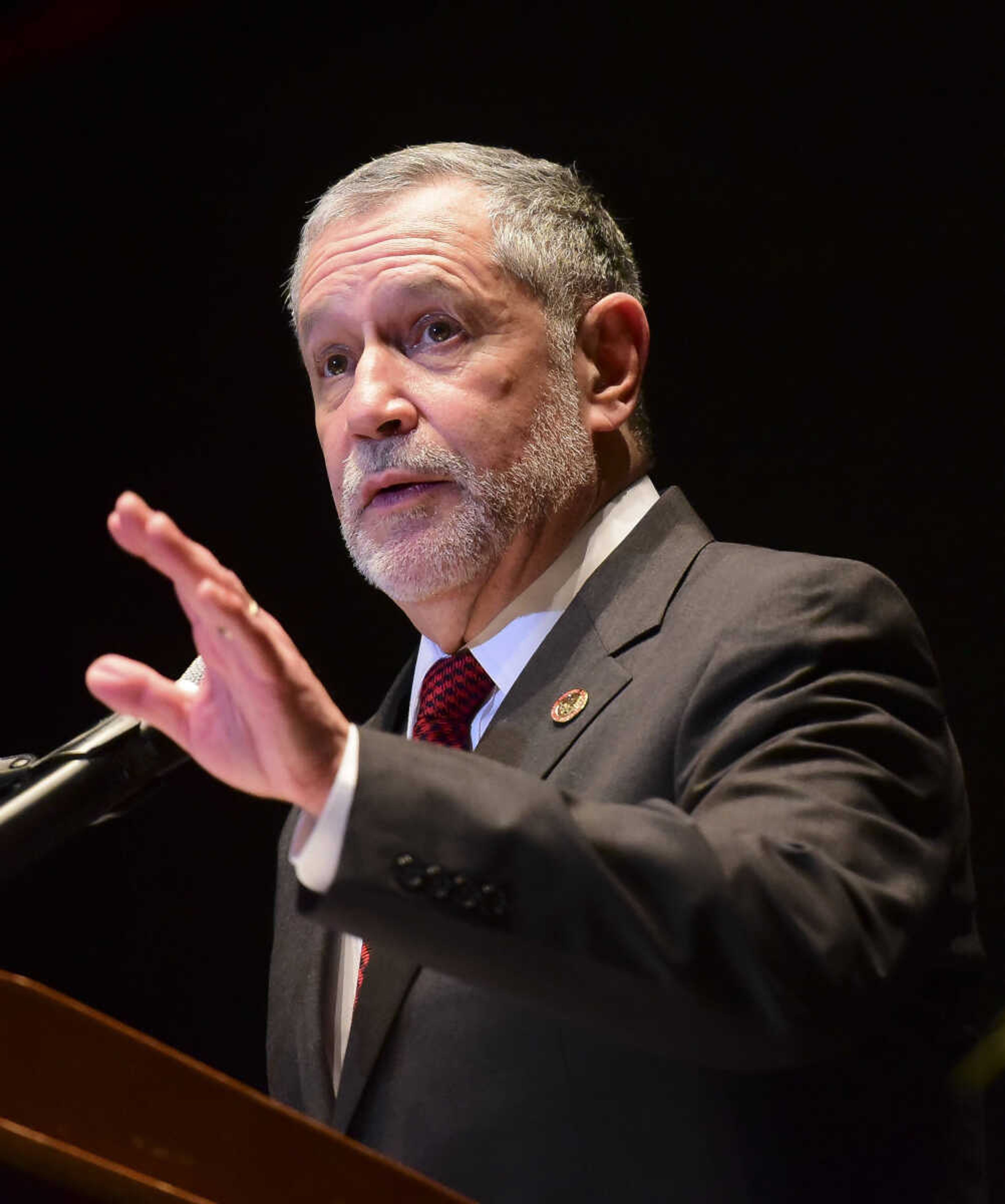 Dr. Carlos Vargas, President of Southeast Missouri State University, speaks during the Dr. Martin Luther King, Jr. Celebration Dinner Wednesday, Jan. 18, 2017 at the Show Me Center in Cape Girardeau.