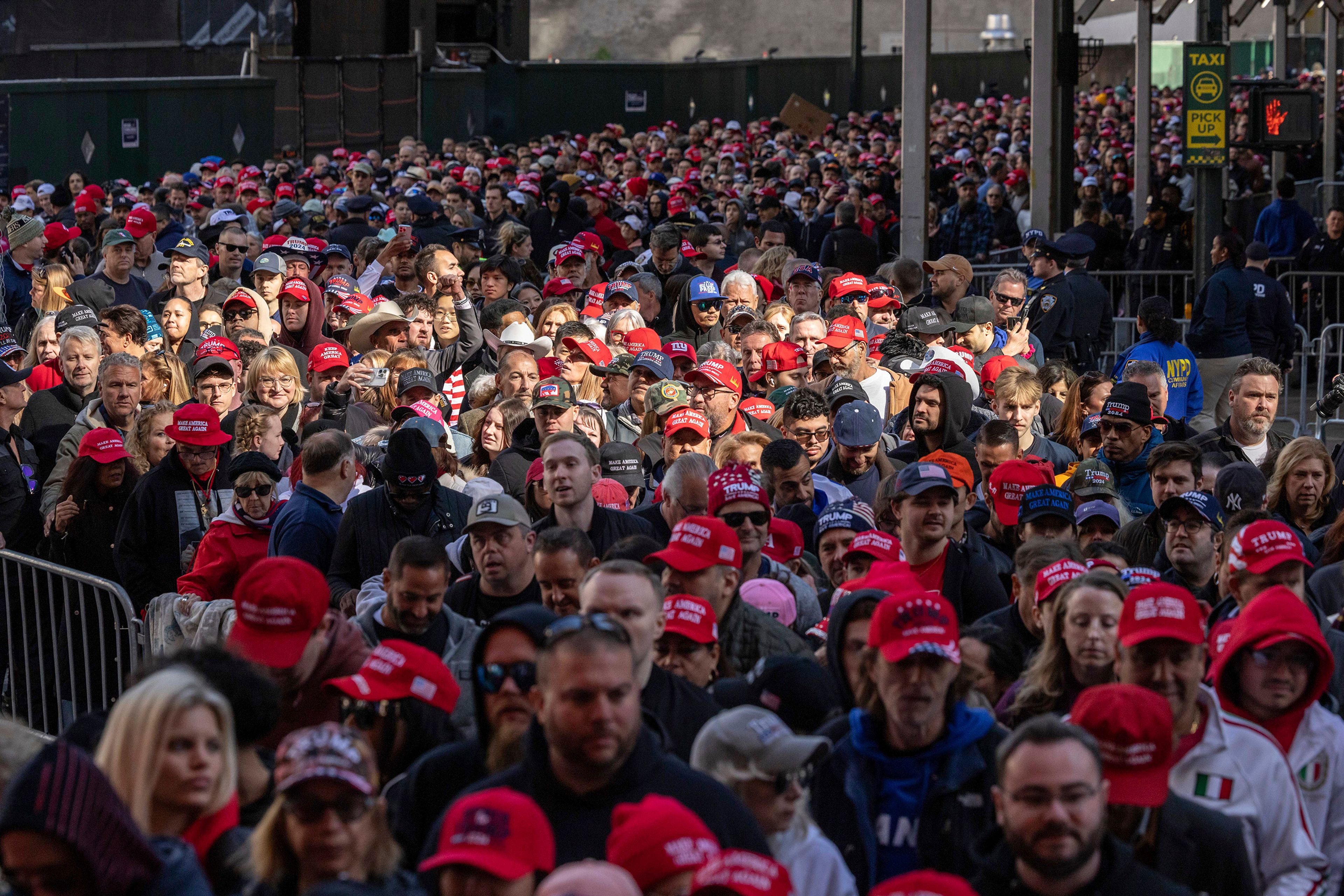 Supporters of Republican presidential nominee former President Donald Trump enter a campaign rally at Madison Square Garden, Sunday, Oct. 27, 2024, in New York.