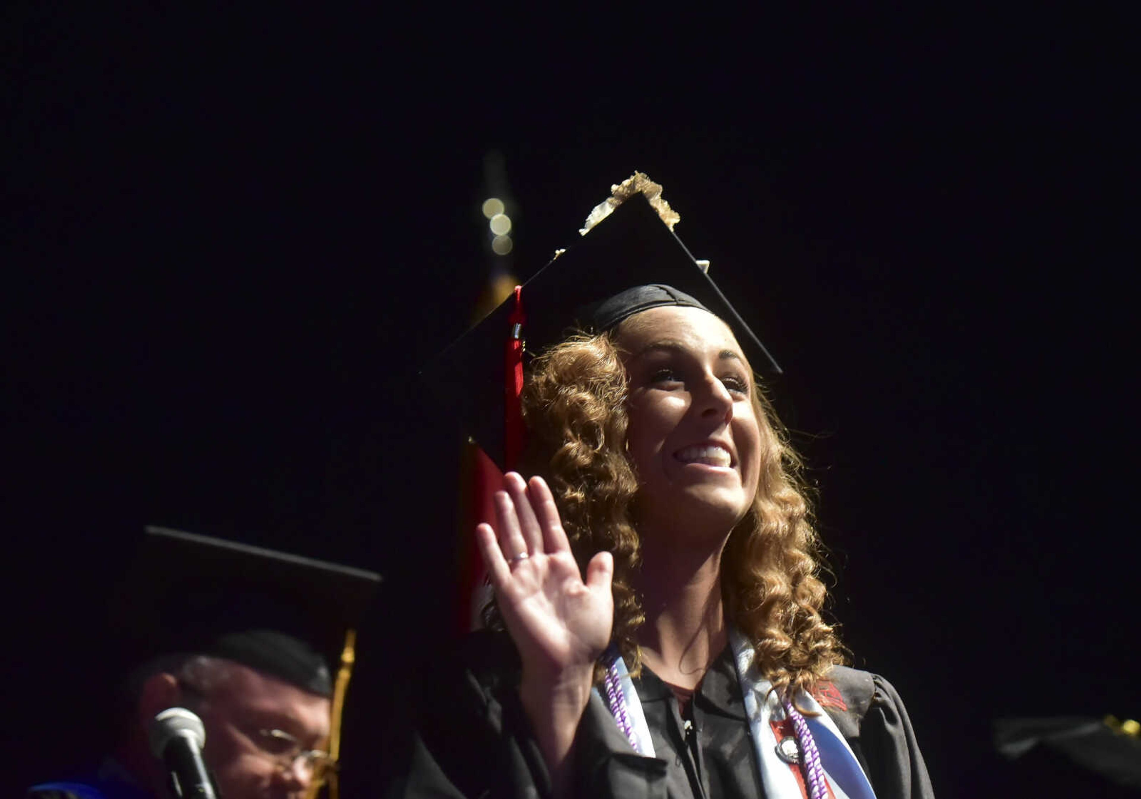 ANDREW J. WHITAKER ~ awhitaker@semissourian.com
Students walk on stage during Southeast Missouri State University graduation Saturday, Dec. 17, 2016 at the Show Me Center in Cape Girardeau.