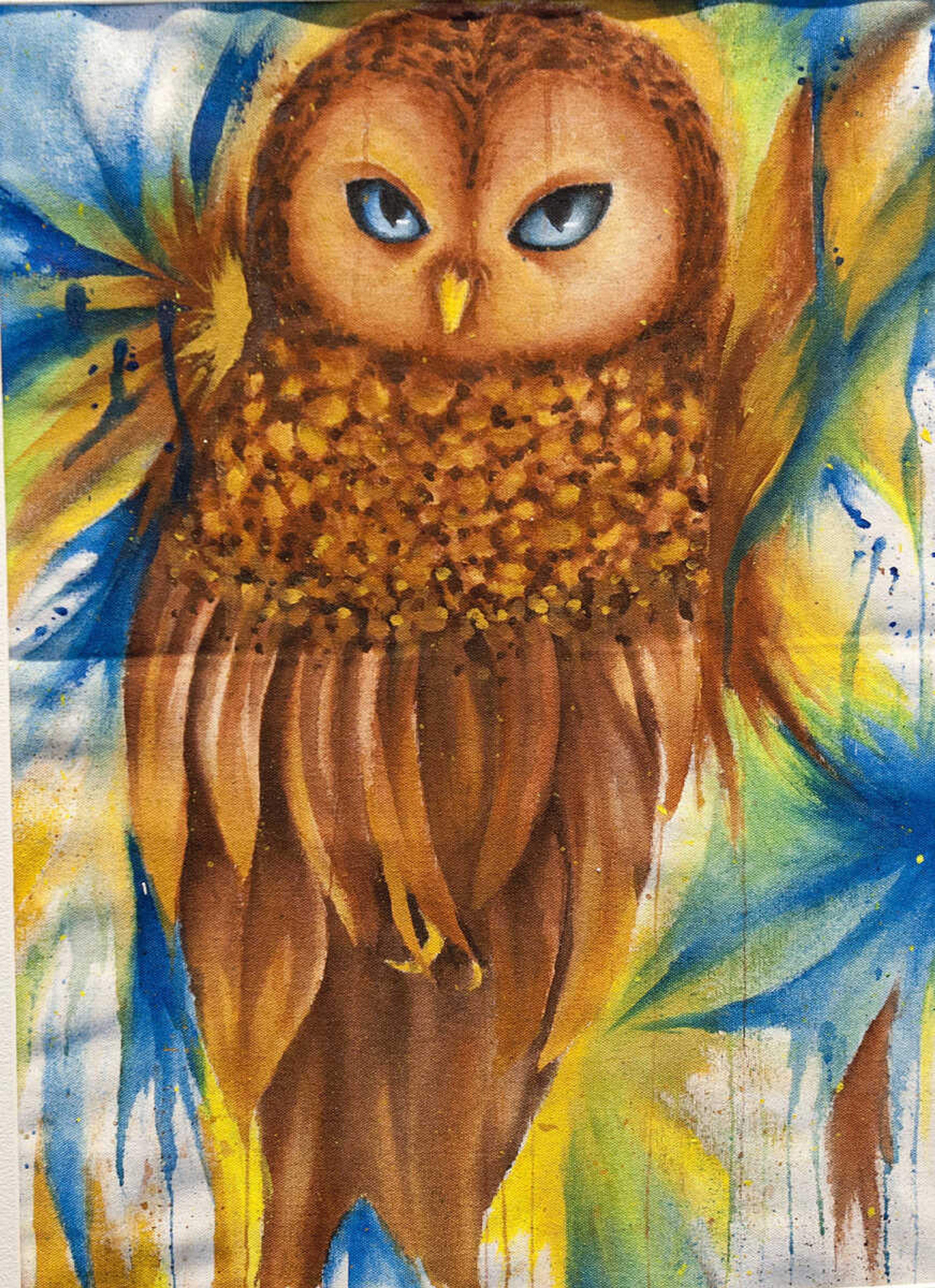 "Owl Drippings," by Lauren Tucker of St. Genevieve High School hangs in the the Crisp Museum as part of the 36th annual High School Art Exhibition Sunday, Feb. 9, at the River Campus.