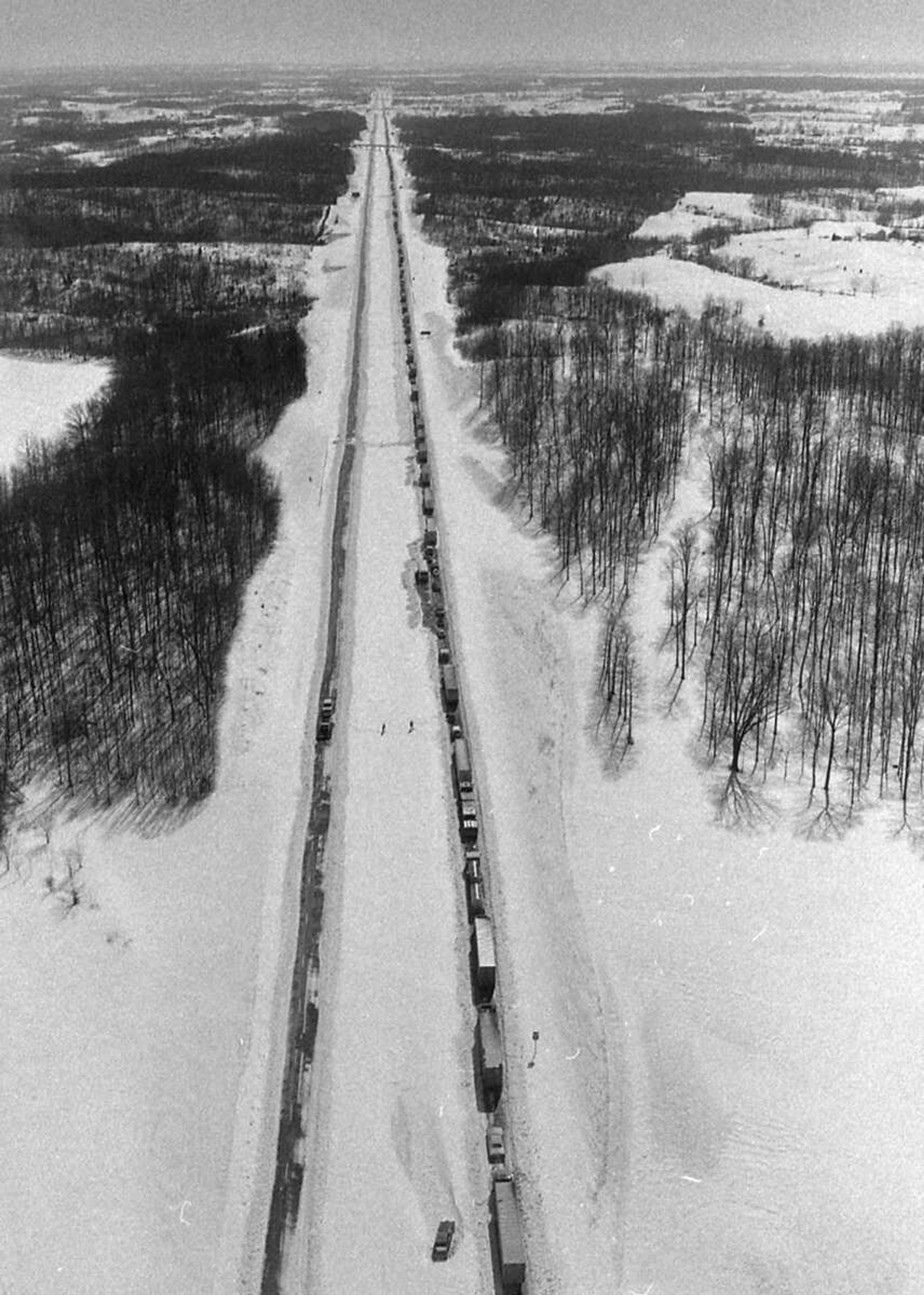 Traffic moved at a snail's pace along Interstate 55 during the Blizzard of '79. (Southeast Missourian archive photo by Fred Lynch)