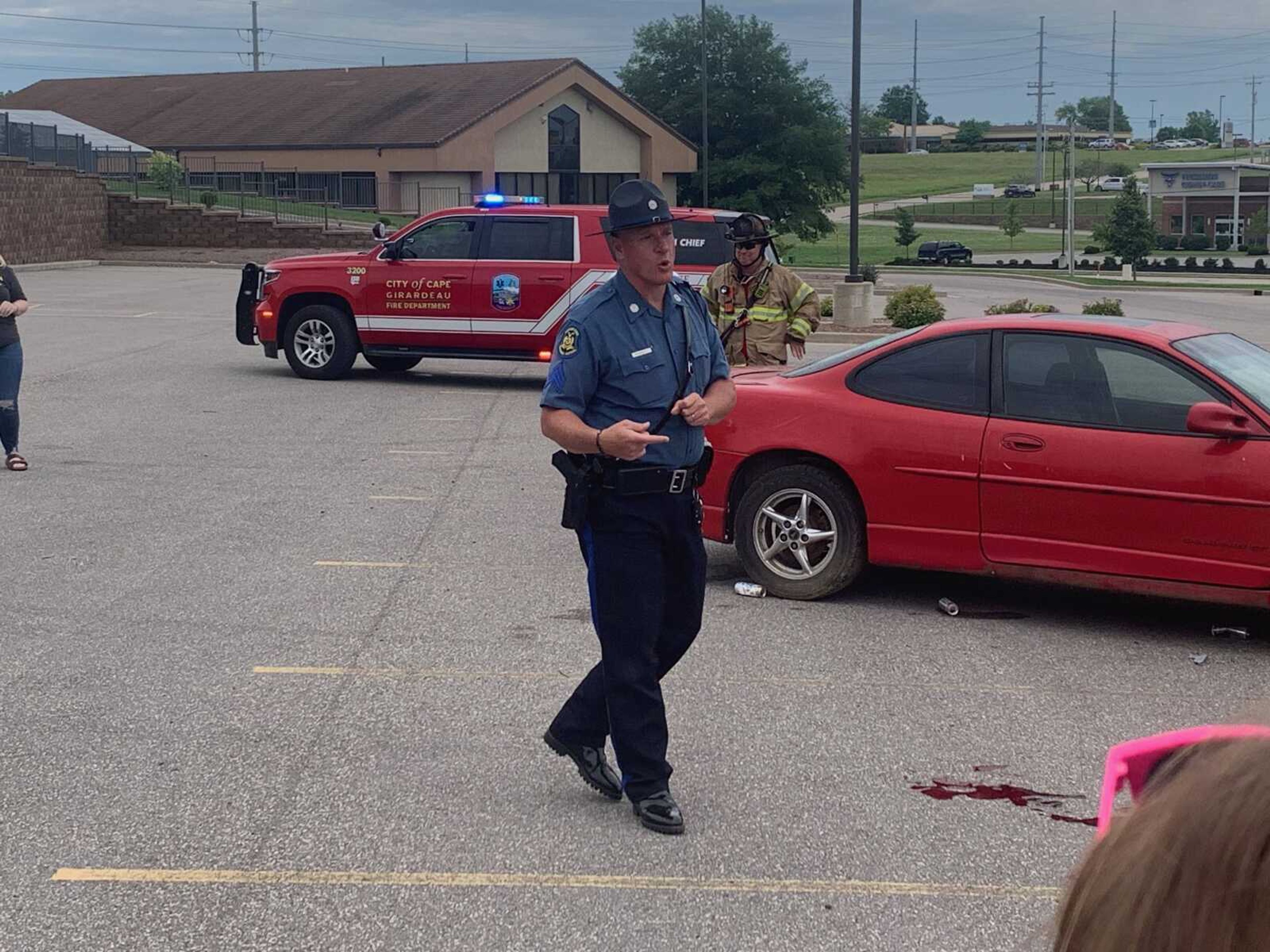 Missouri State Highway Patrol Officer Sgt. Clark D. Parrott speaks to the students about the dangers of impaired driving. Parrott reminded the students to always wear a seatbelt and never drive impaired or distracted, whether it be through the use of a substance or texting while driving.&nbsp;