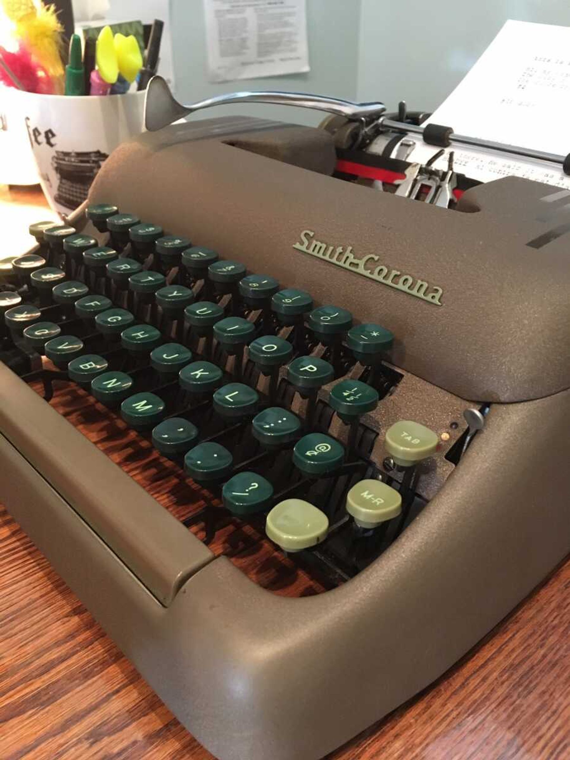 A working Smith-Corona typewriter from the 1950s, for sale at the Gramercy Typewriter Co., is seen June 28 in New York.