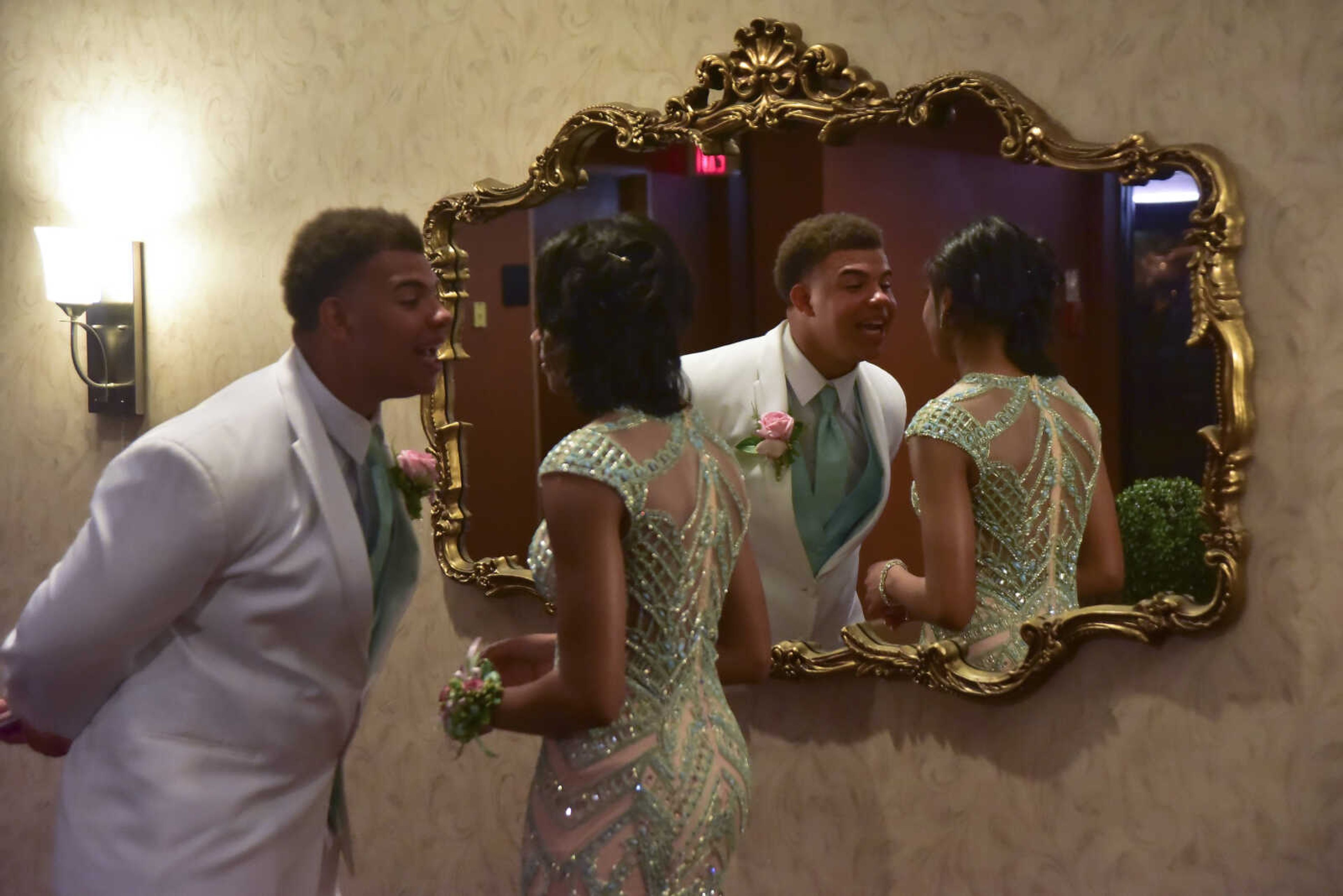 Cape Central students talk during the Cape Girardeau Central prom Saturday, April 29, 2017 at Ray's Plaza Conference Center in Cape Girardeau.