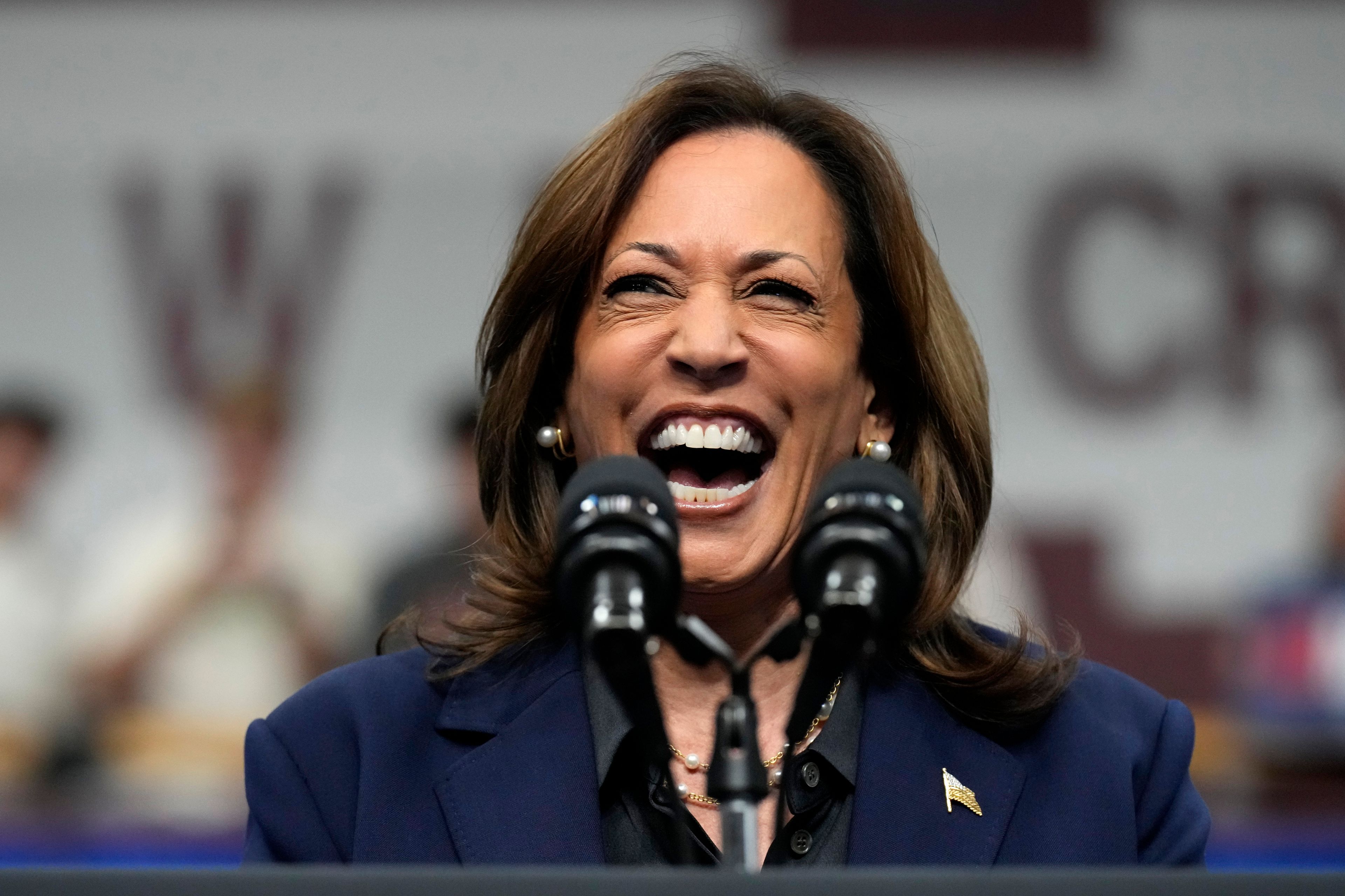 Democratic presidential nominee Vice President Kamala Harris speaks during a campaign rally at the University of Wisconsin La Crosse, in La Crosse, Wis., Thursday, Oct. 17, 2024. (AP Photo/Jacquelyn Martin)