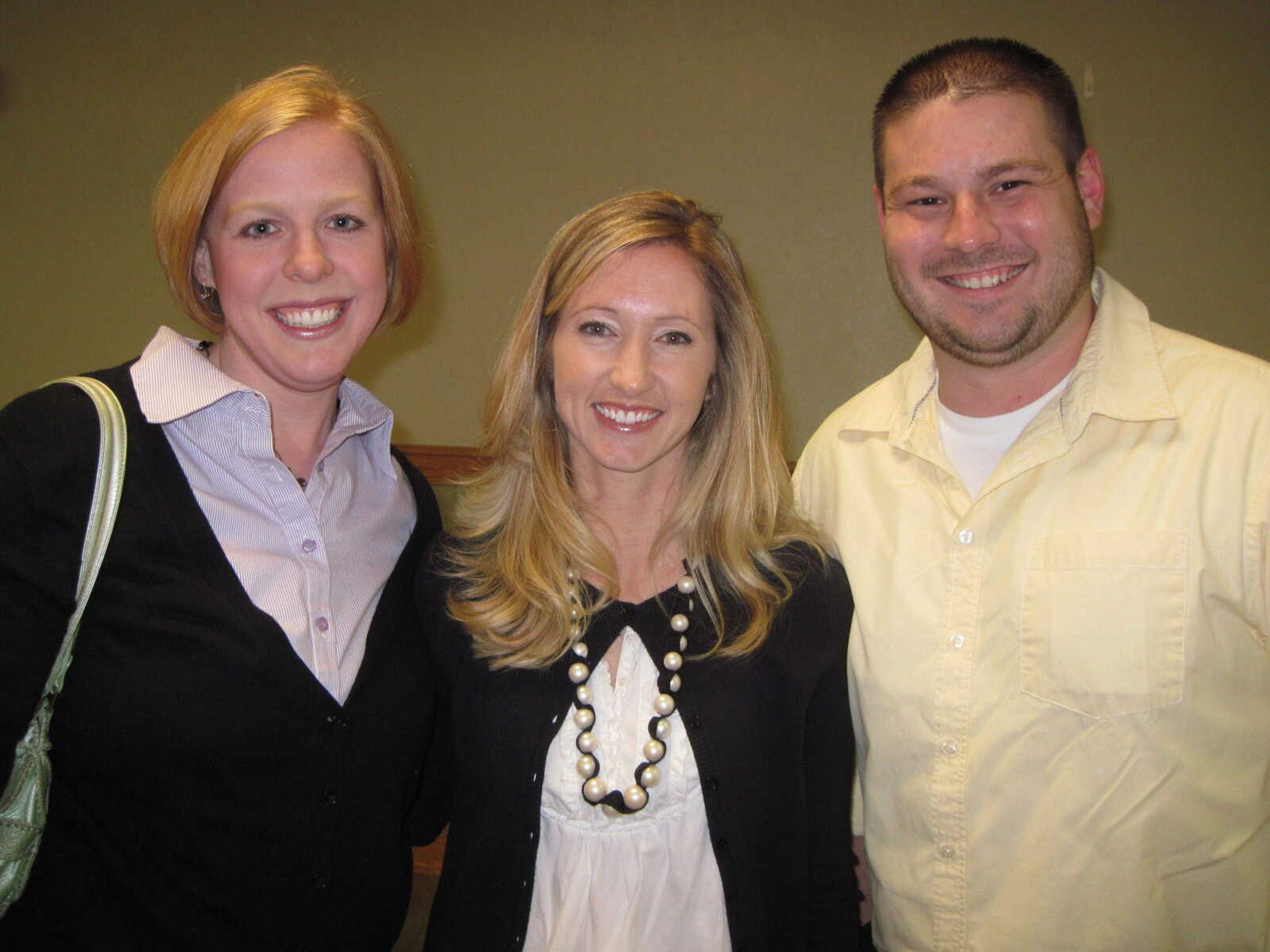 BRIAN BLACKWELL ~ bblackwell@semissourian.com 

Rebecca White, Alisha Turley and Jared Hoffman attended the Jackson Chamber of Commerce Educator of the Year Banquet at the Knights of Columbus Hall in Jackson on Thursday, April 8, 2010.