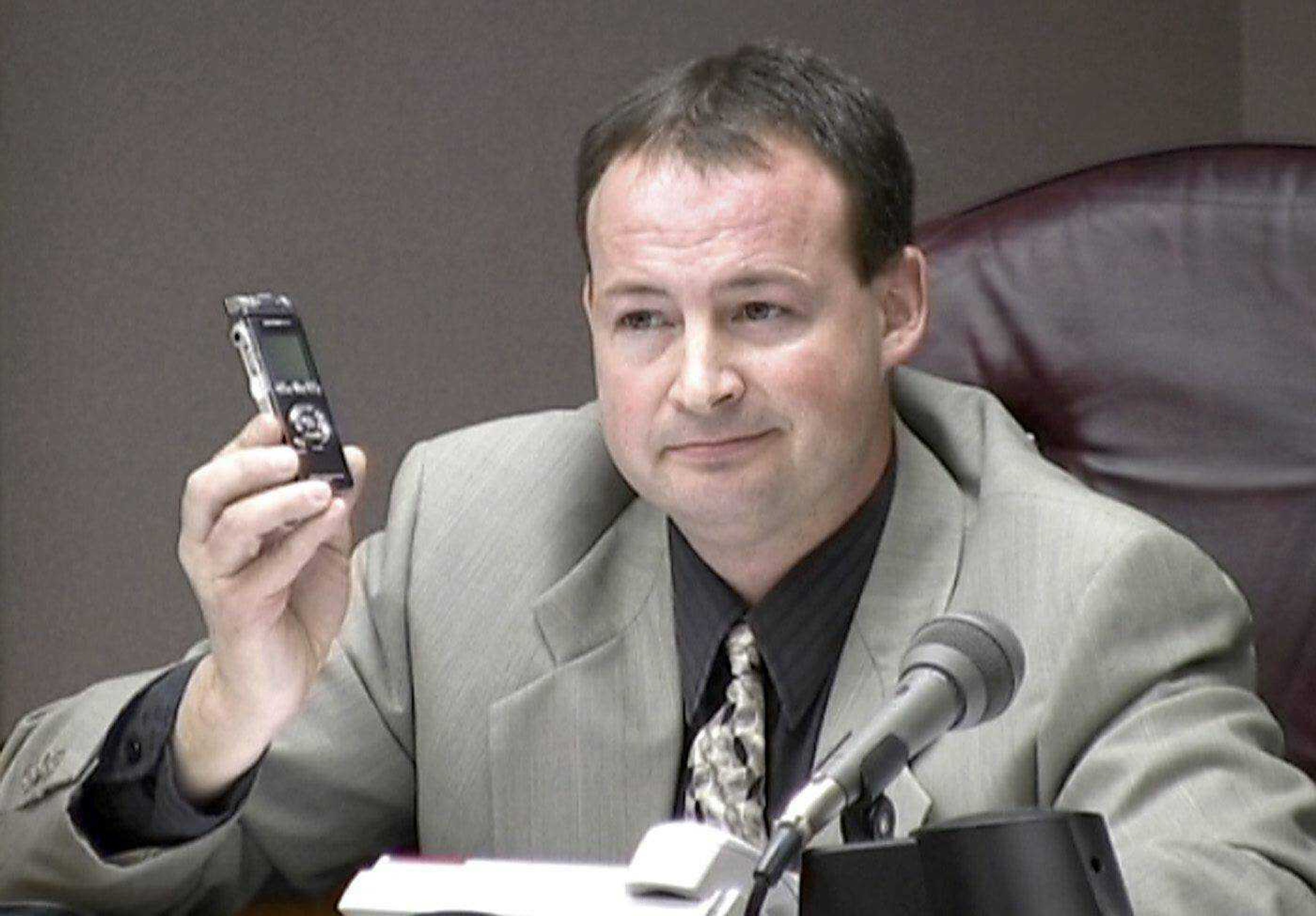 Former associate Cape Girardeau County Commissioner Jay Purcell, in this undated photo, holds up an audio device used to record a closed session of the commission. Purcell went on to allege the closed session violated the state's Sunshine Act and filed suit against the commission. The case eventually reached the Missouri Supreme Court, which ruled against Purcell on April 6, 2010. Purcell died Nov. 2.