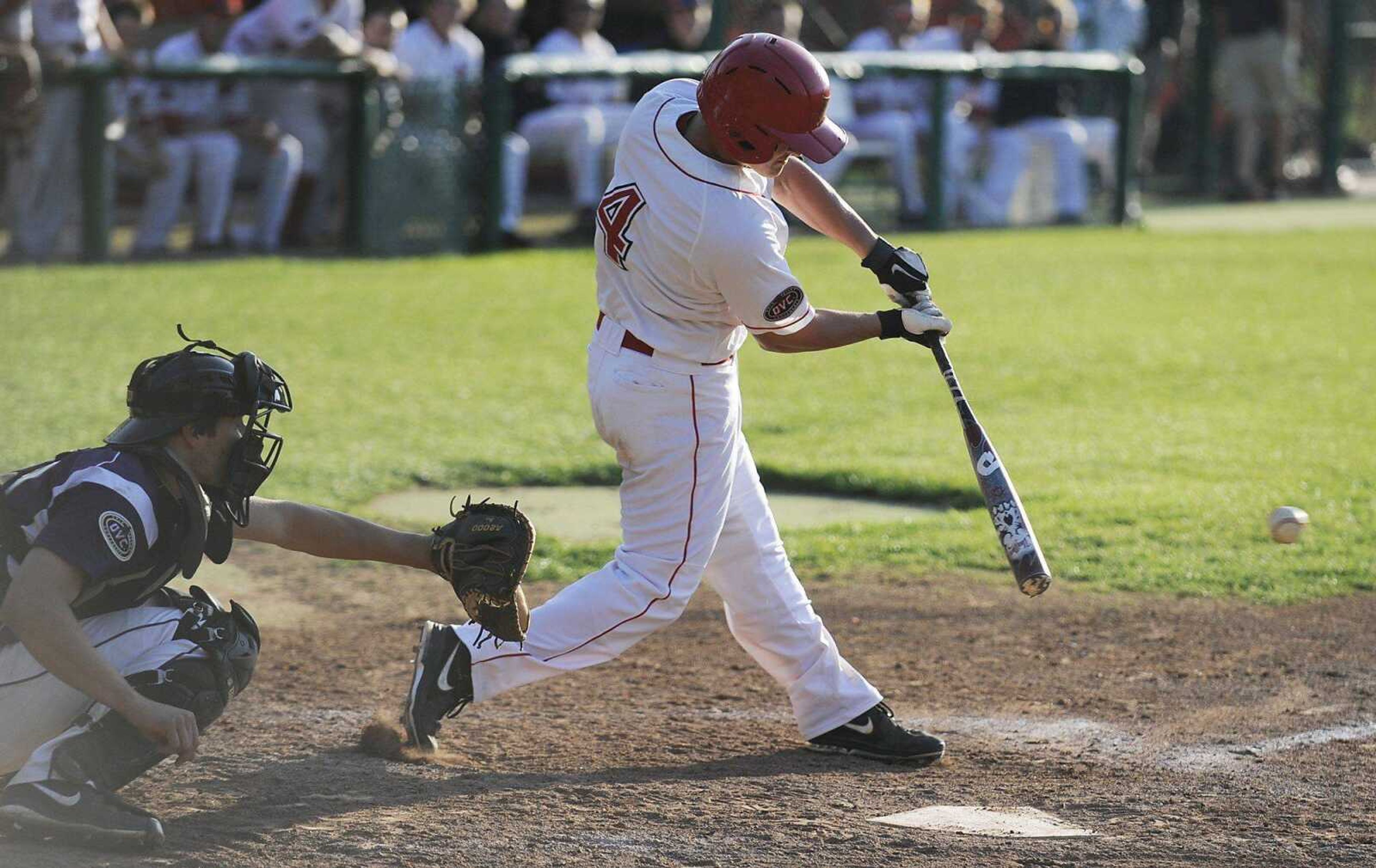 Southeast Missouri State outfielder Clayton Evans was named to the Ohio Valley Conference all-freshmen team after hitting .325 for the Redhawks this season. (Adam Vogler)