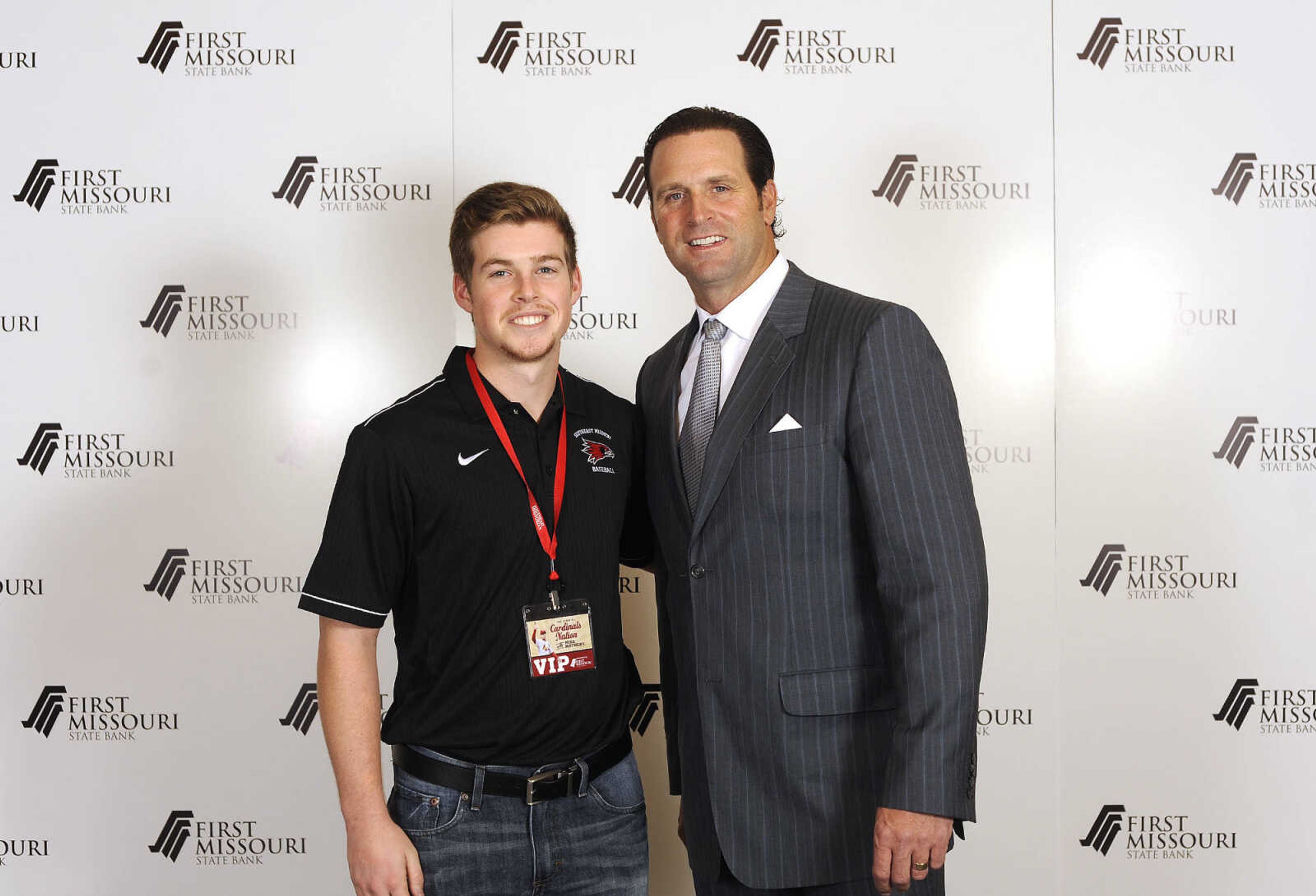 LAURA SIMON ~ lsimon@semissourian.com

Mike Matheny, manager of the St. Louis Cardinals, poses with fans during a VIP reception, Wednesday, Dec. 2, 2015, at Southeast Missouri State University's River Campus. "The State of Cardinals Nation" was presented by First Missouri State Bank.