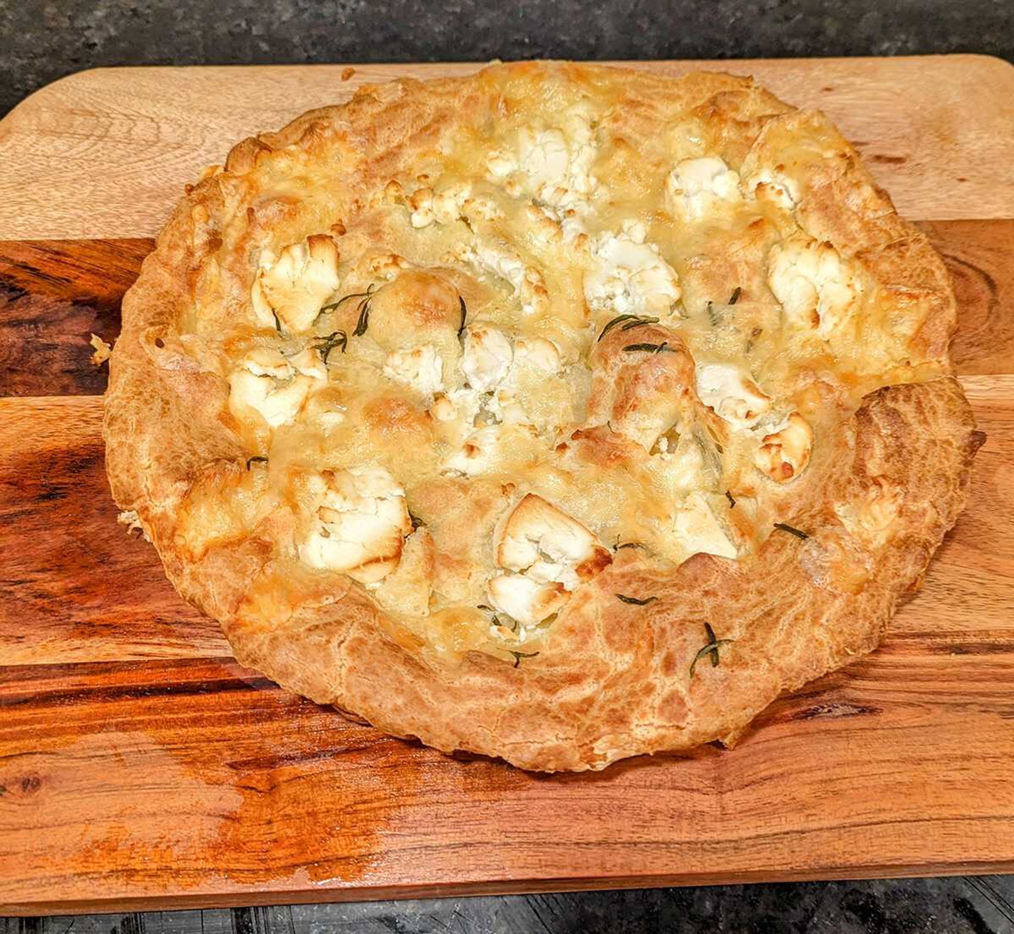 A giant gougère, a recipe from one of Tom Harte's favorite cookbooks, that is easier than the traditional approach but just as impressive.