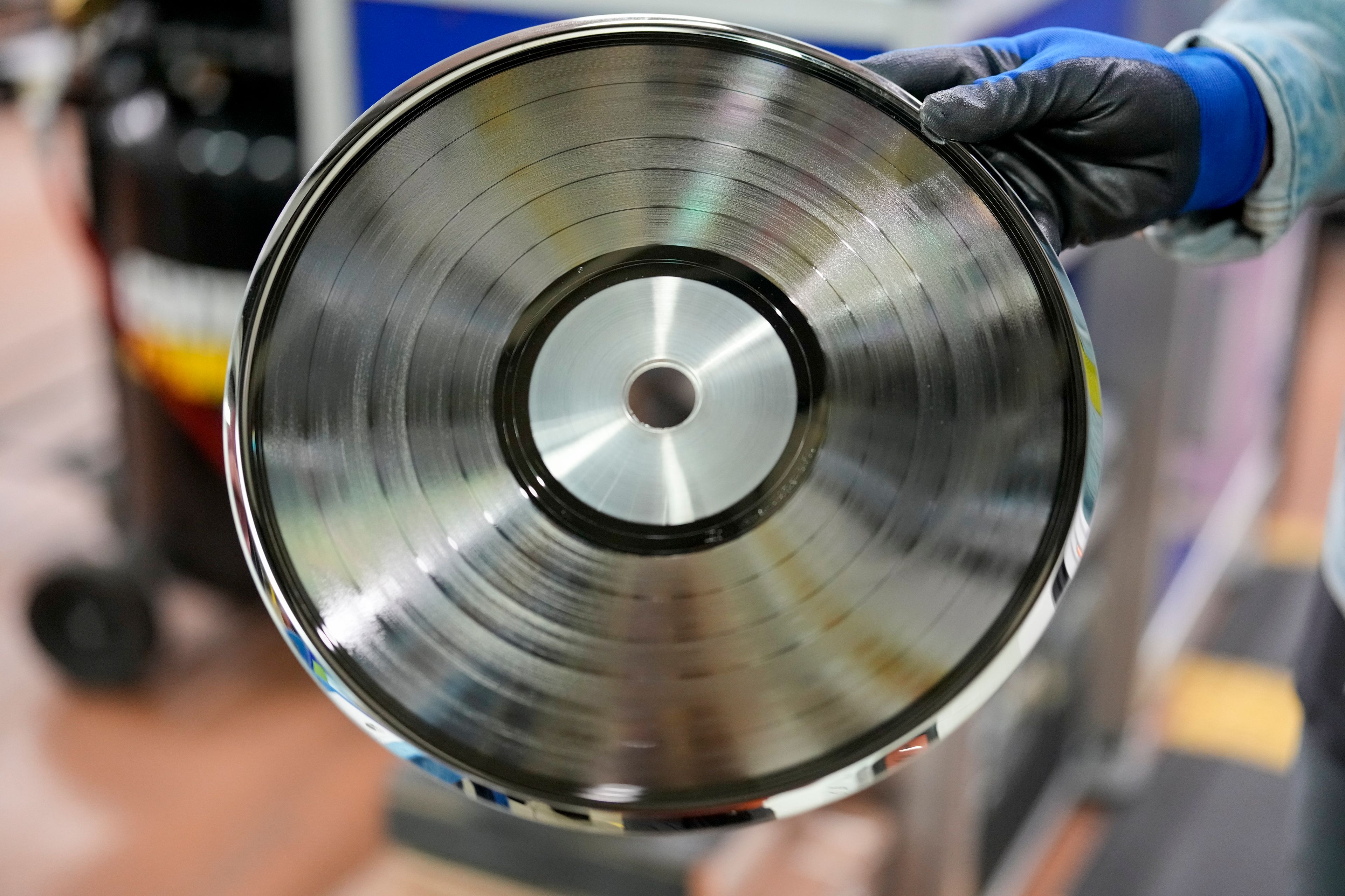 A master plate is seen at United Record Pressing, July 11, 2024, in Nashville, Tenn. (AP Photo/George Walker IV)