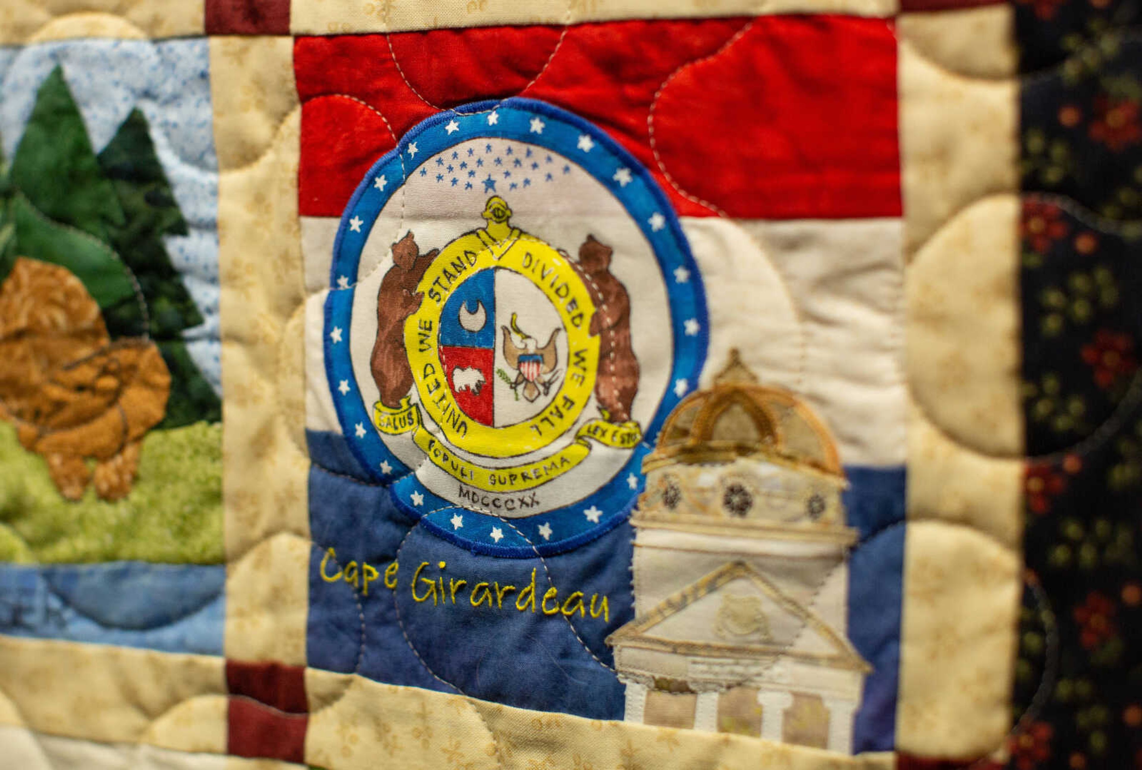 The Cape Girardeau block is a part of the Missouri bicentennial quilt. It was made by Robyn Gragg of Lone Jack, Mo.