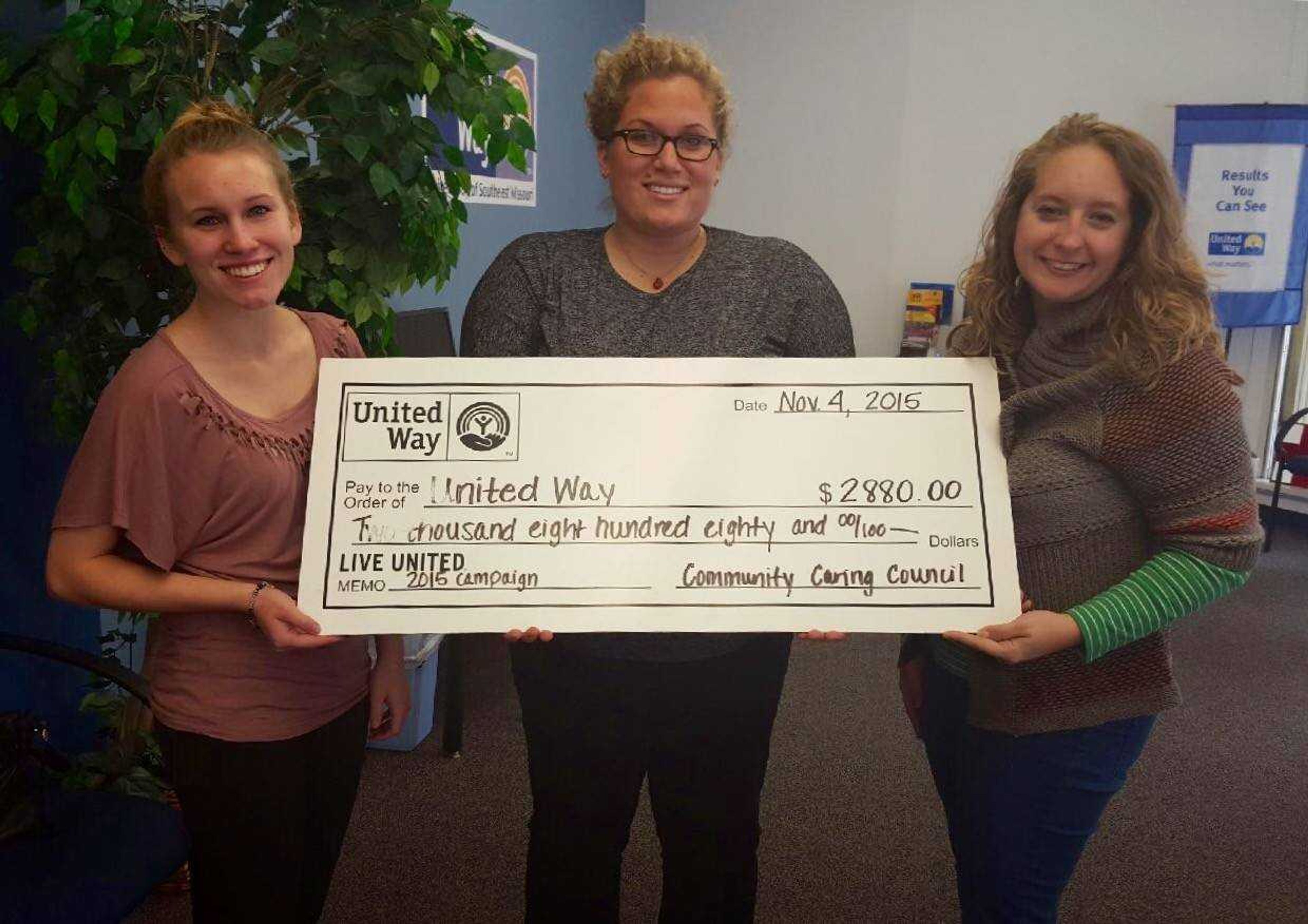 Community Caring Council donates to United Way