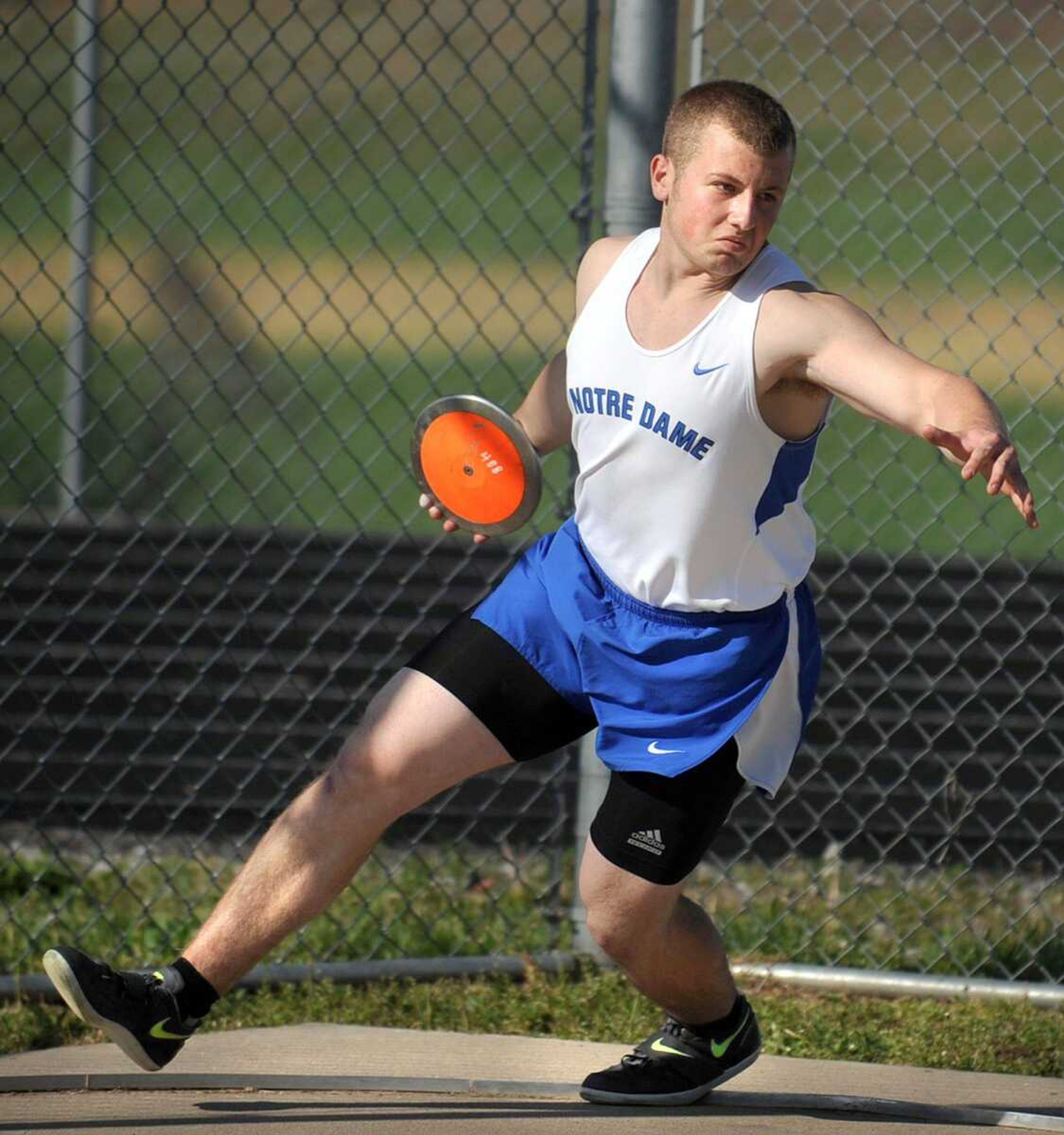 Thrower Seth Sievers of Notre Dame Regional High School. (Laura Simon)