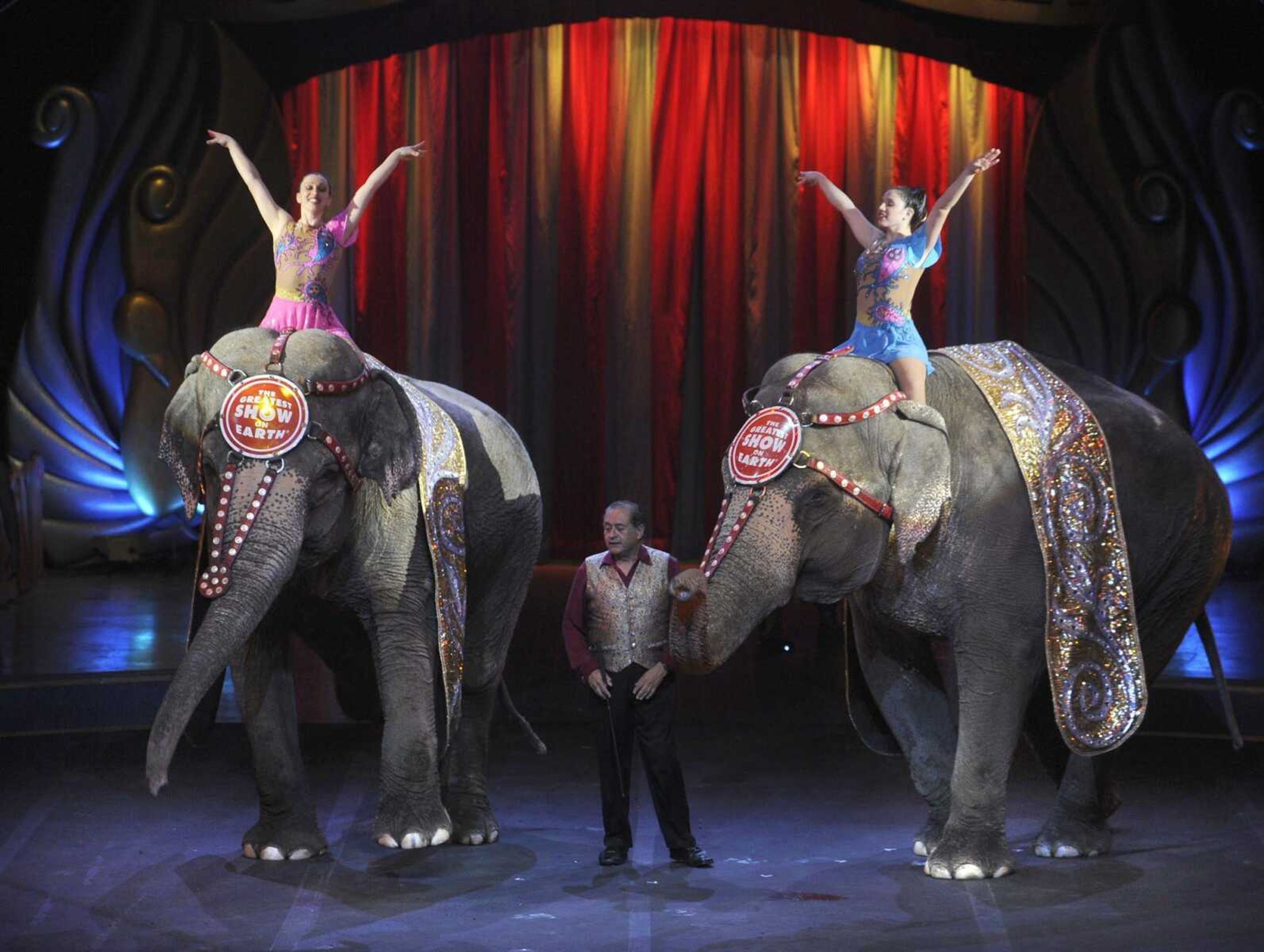 Elephants take the stage during the Ringling Bros. and Barnum &amp; Bailey Circus, which performed six shows over the weekend at the Show Me Center. (Fred Lynch)