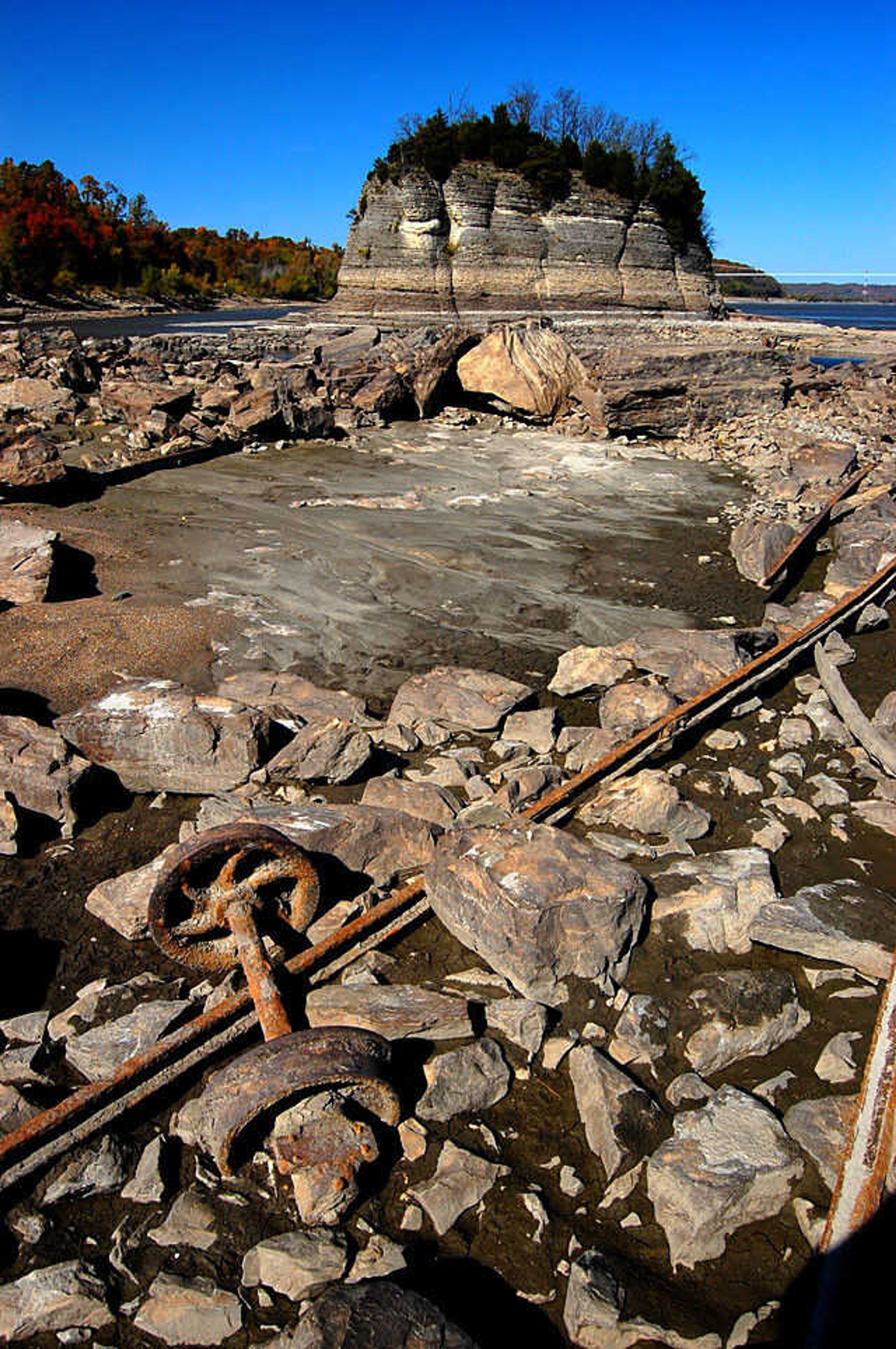 Low water exposes 1800s mining equipment