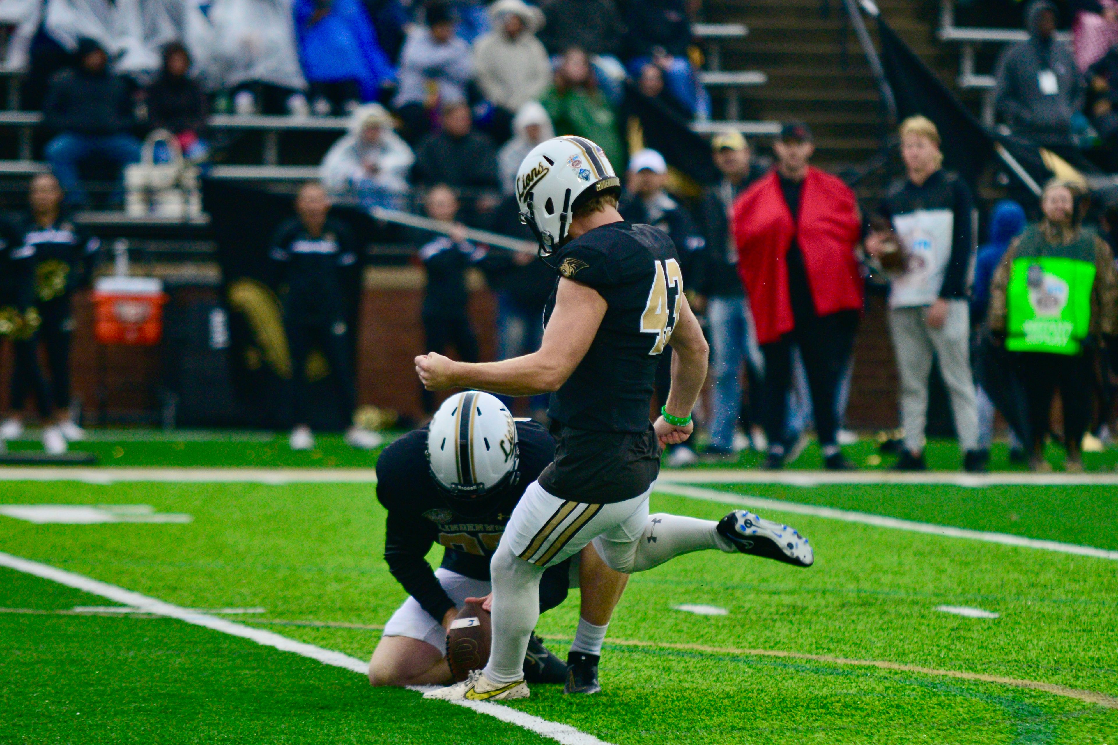 Lindenwood kicker Logan Seibert kicks the extra point against SEMO on Saturday, Nov. 9, in St. Charles. 