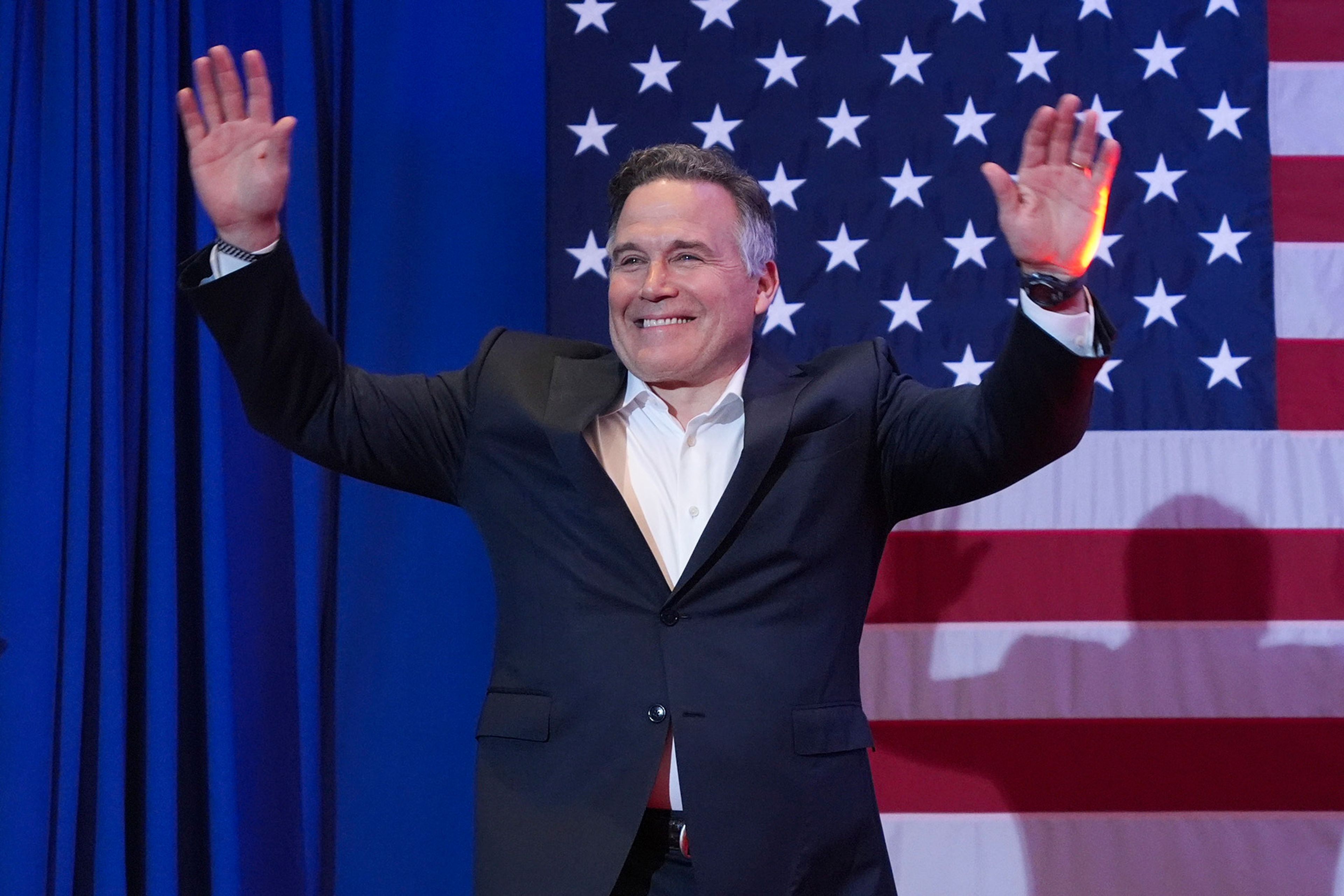 Republican Pennsylvania Senate candidate David McCormick arrives to speak during an election night watch party, Wednesday, Nov. 6, 2024, in Pittsburgh. (AP Photo/Gene J. Puskar)