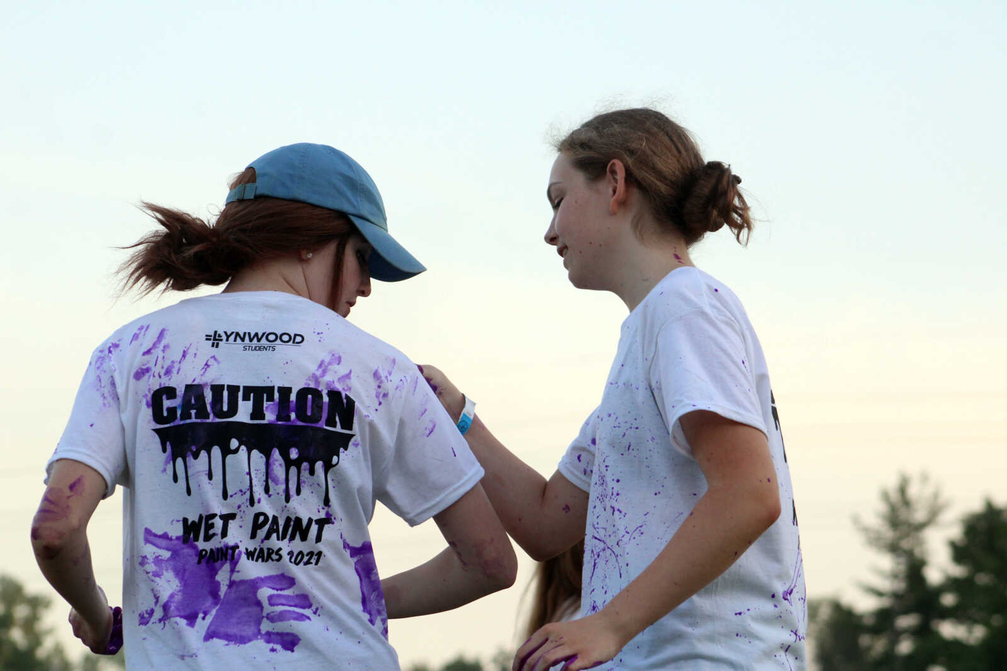 Students mark each other with paint during Paint Wars at Lynwood Baptist Church in Cape Girardeau Wednesday, Sept. 15, 2021.