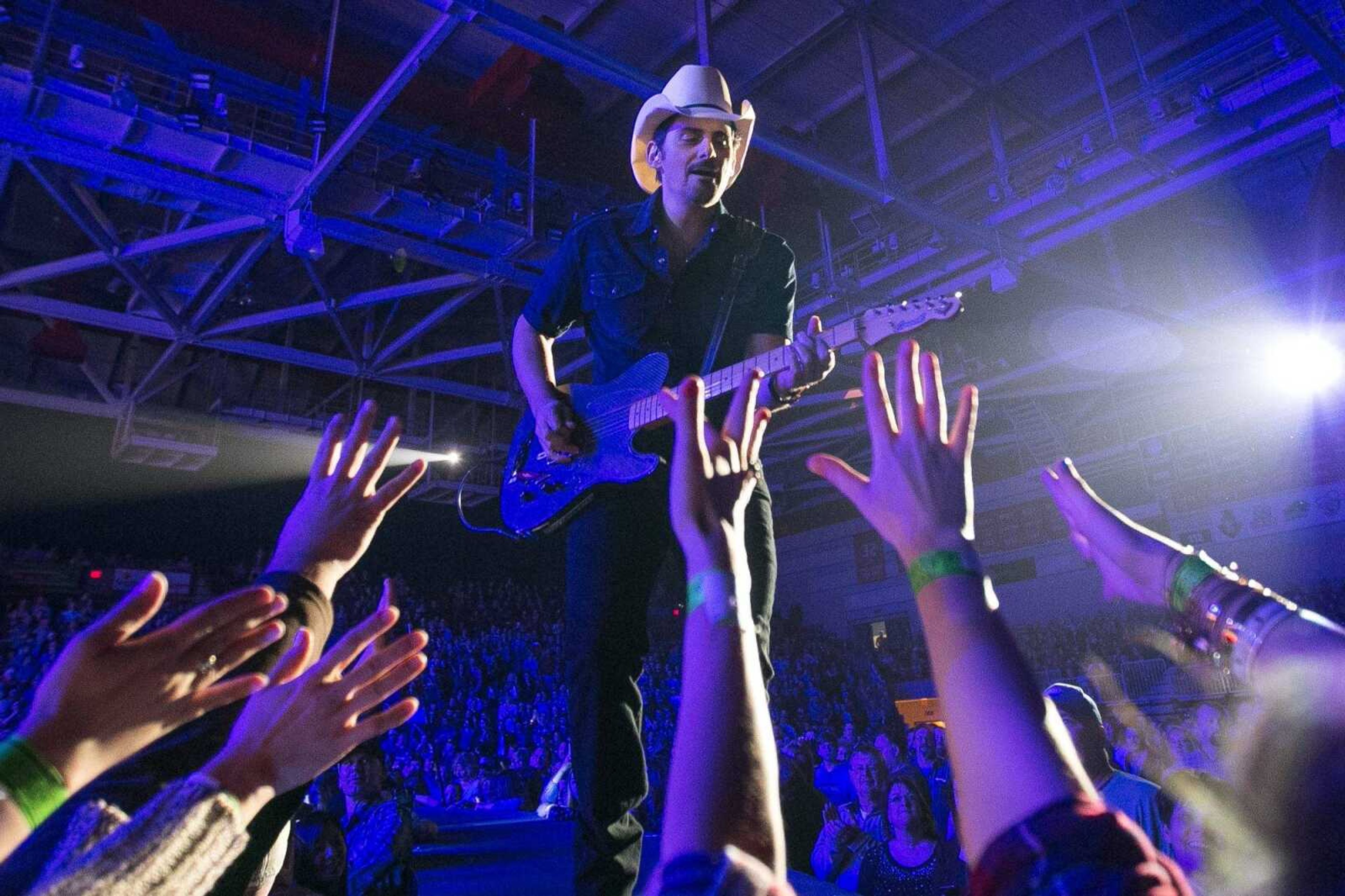 Brad Paisley performs during a stop on his Crushin  It World Tour at the Show Me Center Friday, Jan. 22, 2016.