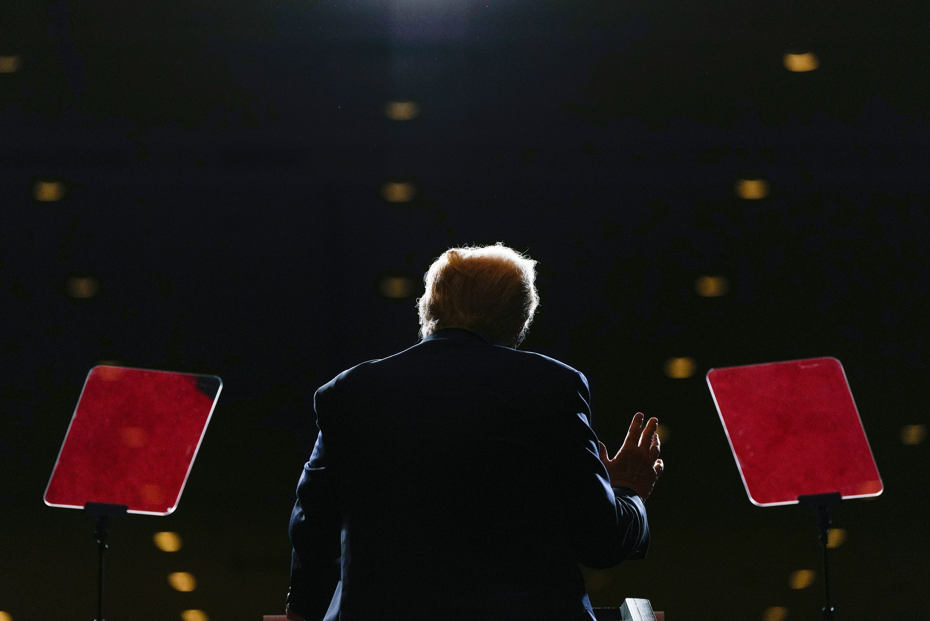 Republican presidential nominee former President Donald Trump speaks at a campaign rally at Grand Sierra Resort and Casino, Friday, Oct. 11, 2024, in Reno, Nev. (AP Photo/Julia Demaree Nikhinson)