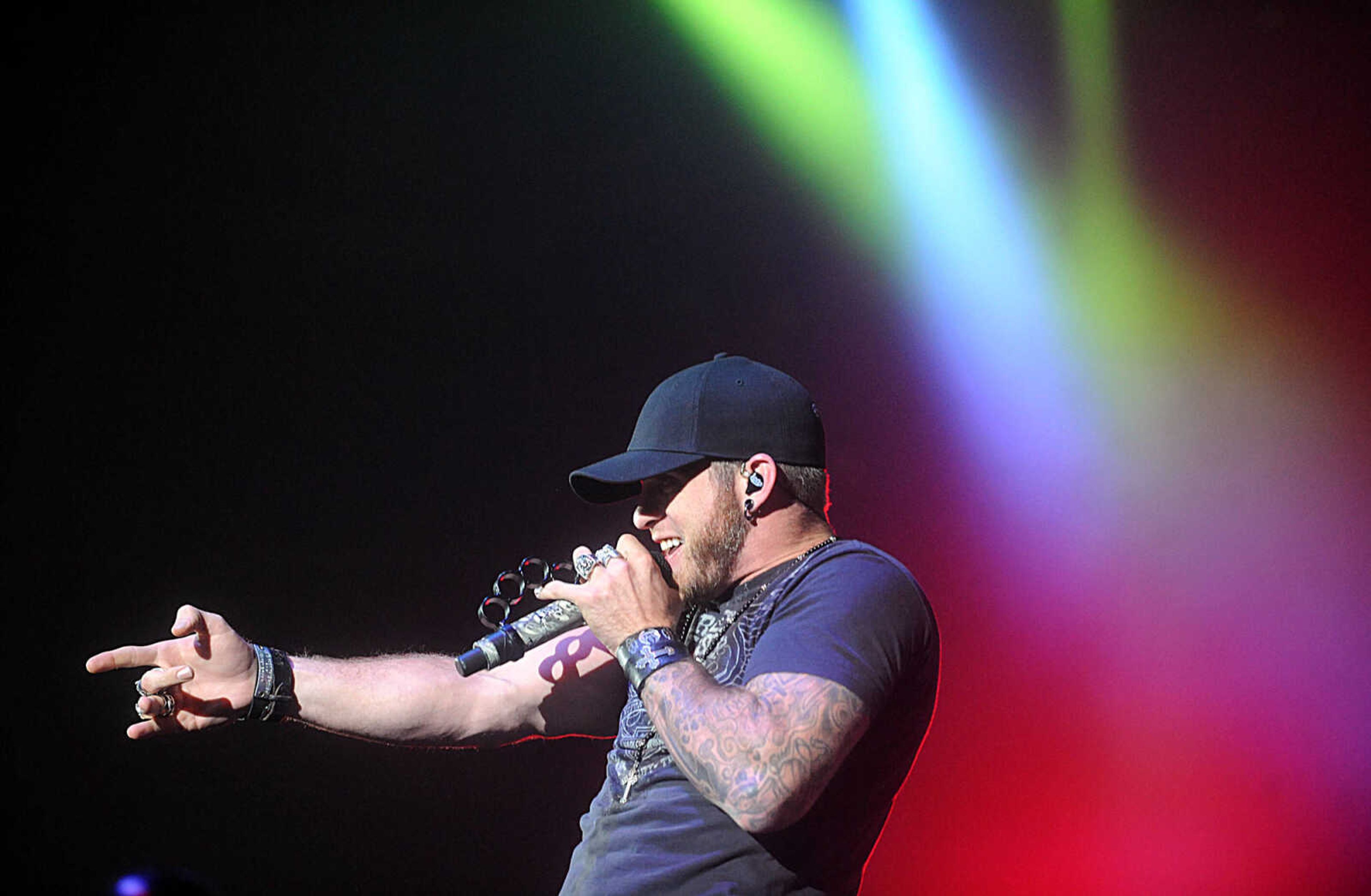 LAURA SIMON ~ lsimon@semissourian.com

Brantley Gilbert performs during his 'Let it Ride' tour stop at the Show Me Center in Cape Girardeau, Friday, Oct. 24, 2014.