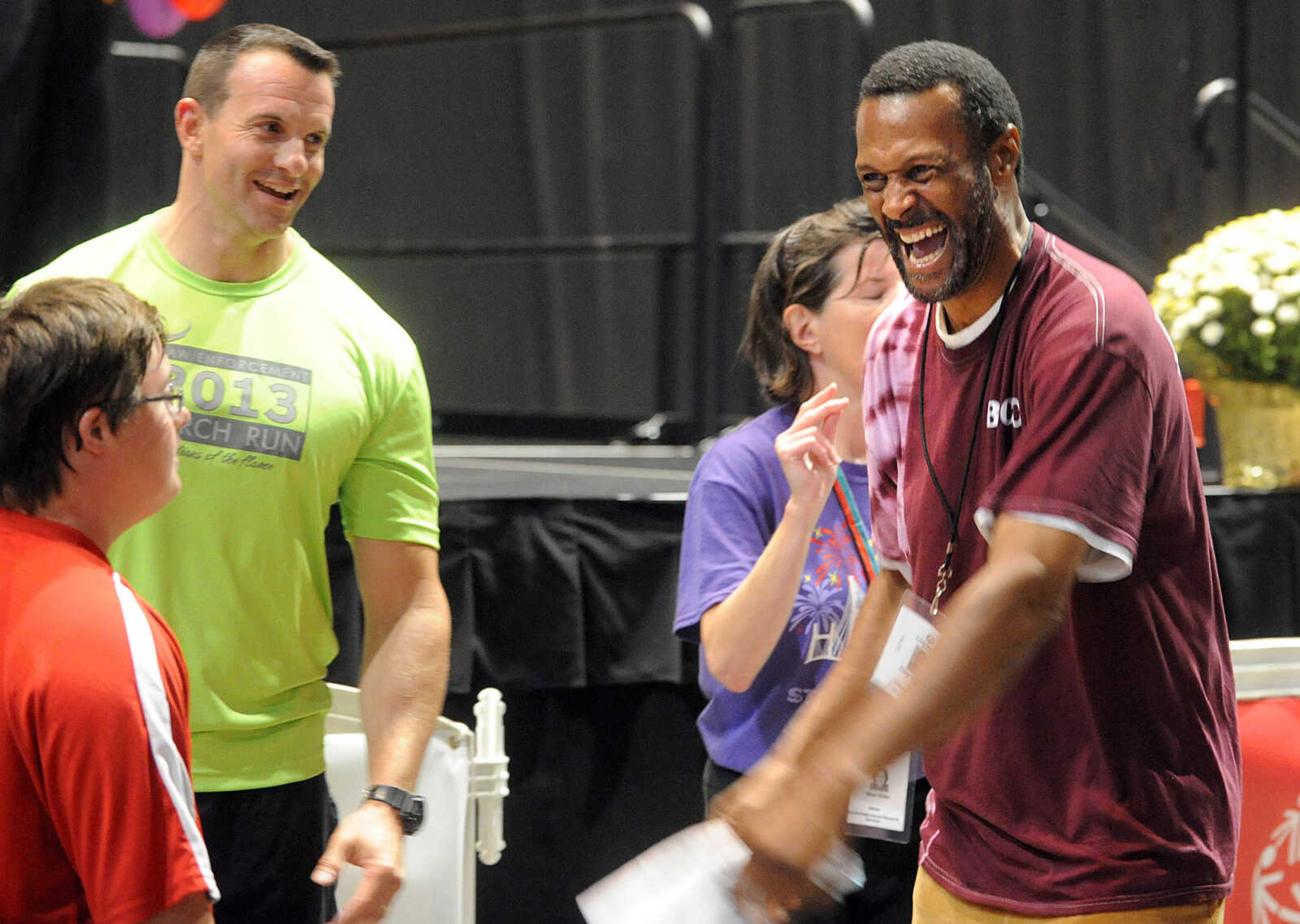 LAURA SIMON ~ lsimon@semissourian.com

Special Olympic athletes dance to music from Shades of Soul, Friday, Oct. 11, 2013 during the opening ceremony for the Special Olympics Missouri State Fall Games at the Show Me Center.