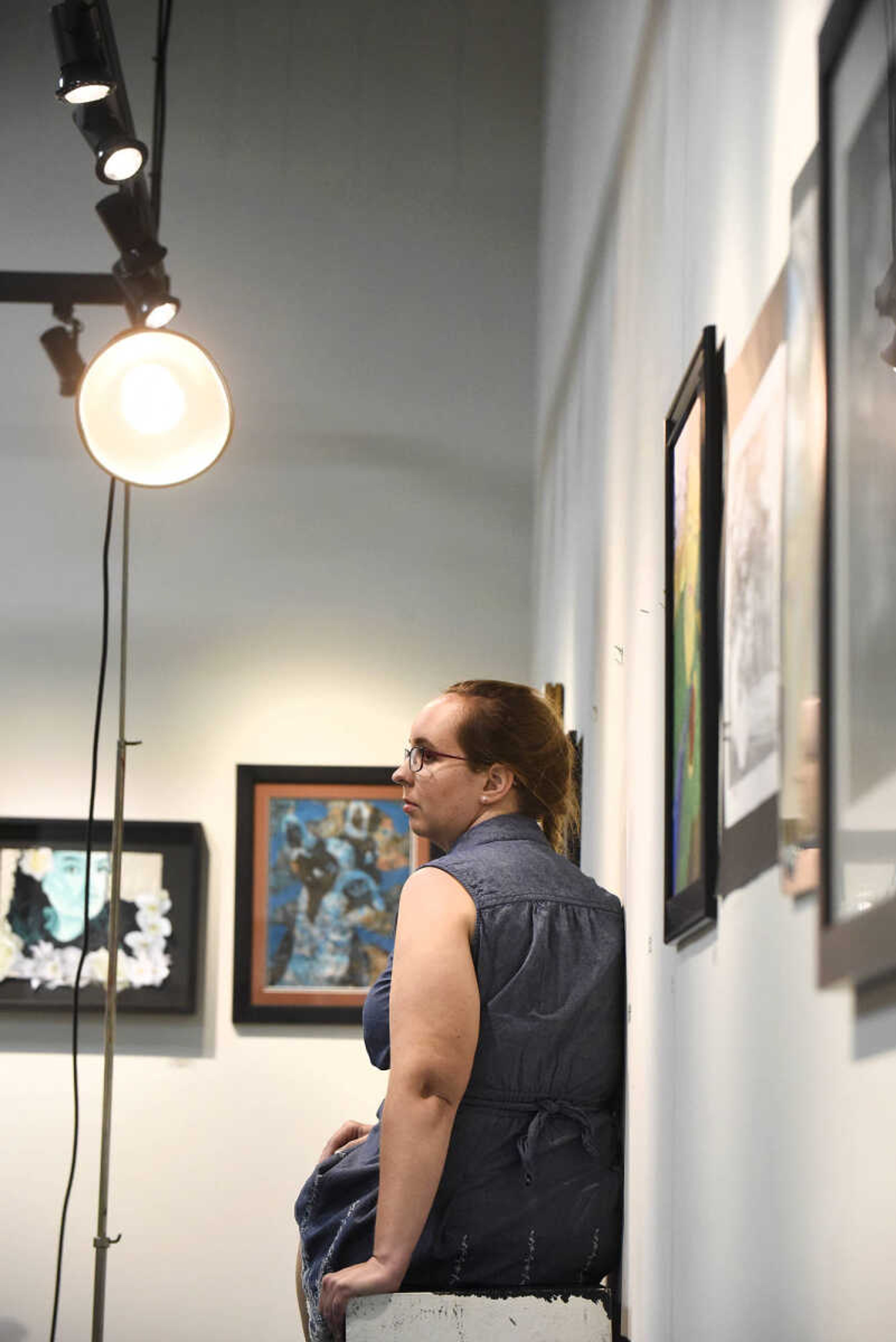 Emily Seiler sits for the long pose during the figure drawing session on Wednesday night, May 17, 2017, at the Arts Council of Southeast Missouri in downtown Cape Girardeau.