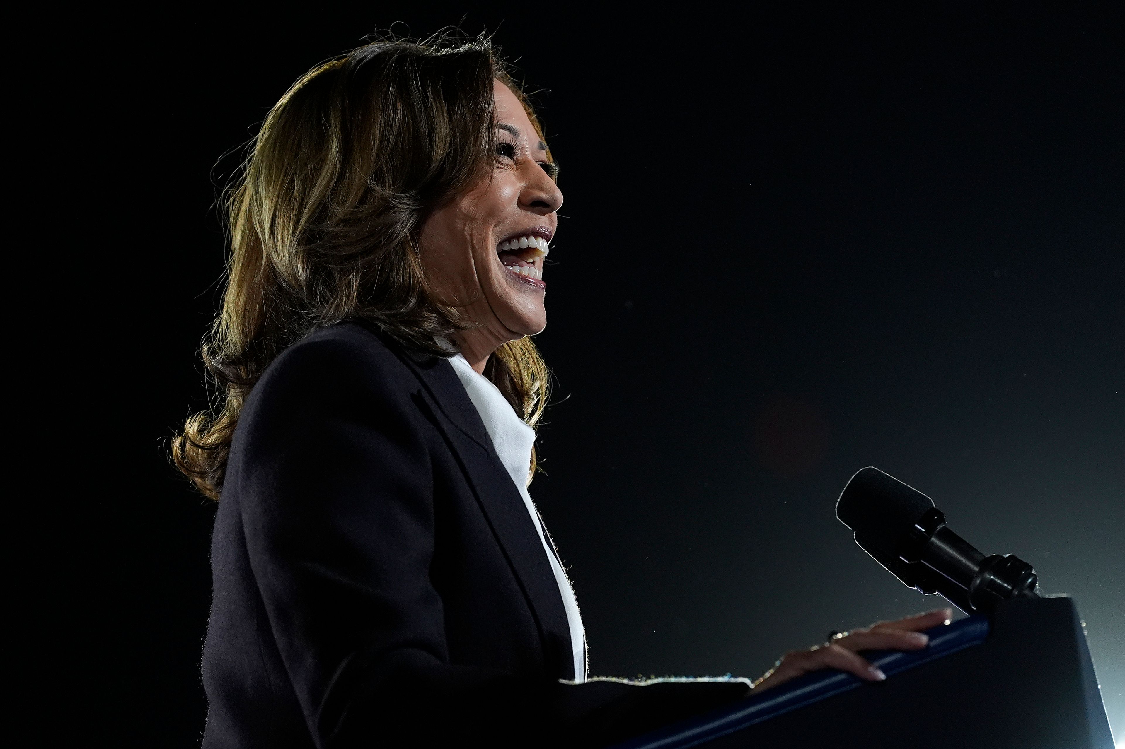 Democratic presidential nominee Vice President Kamala Harris speaks during a campaign event at the Ellipse near the White House in Washington, Tuesday, Oct. 29, 2024. (AP Photo/Jacquelyn Martin)