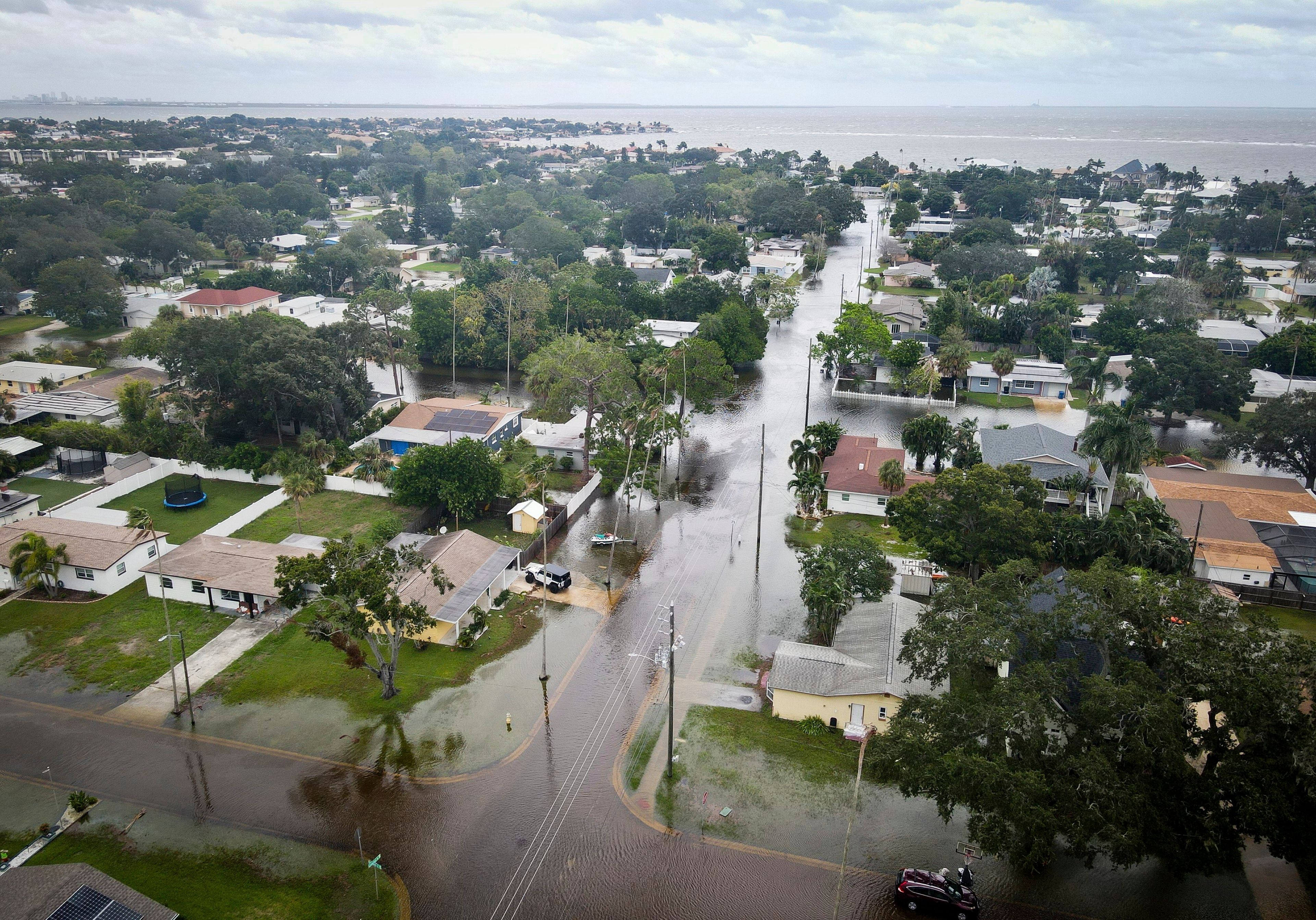 Flooded streets after the Hurricane Helene are seen in Madeira Beach, Fla.,Thursday, Sept. 26, 2024. (Max Chesnes/Tampa Bay Times via AP)