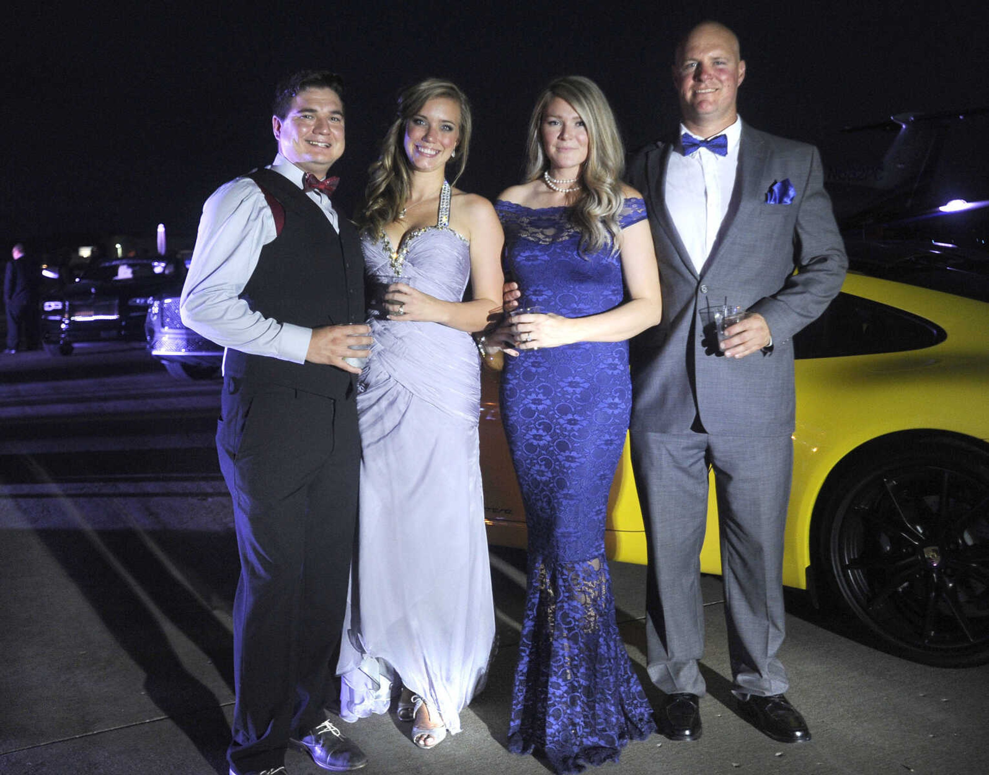 FRED LYNCH ~ flynch@semissourian.com
Alex Ruiz, left, Samantha Ruiz, Crystal Eifert and Daniel Eifert pose for a photo Saturday, Sept. 23, 2017 at the American Cancer Society Gala at the Cape Girardeau Regional Airport.