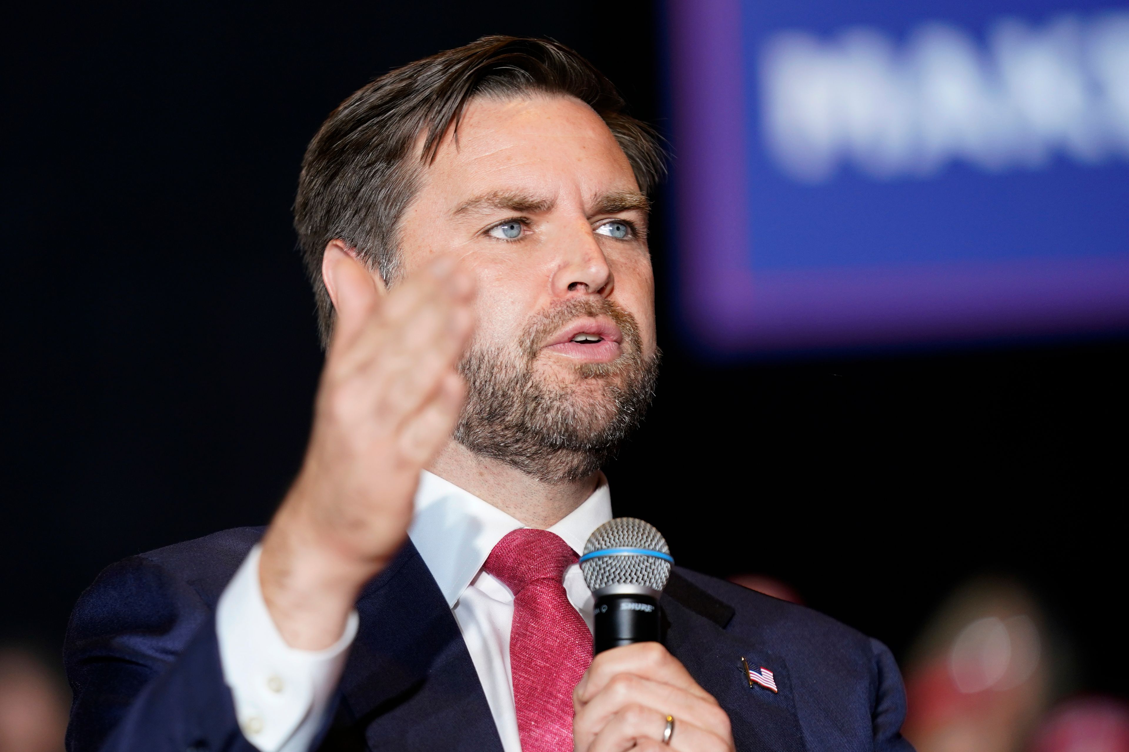 Republican vice president nominee Sen. JD Vance, R-Ohio, speaks during a campaign event in Greensboro, N.C., Thursday, Oct. 10, 2024. (AP Photo/Chuck Burton)