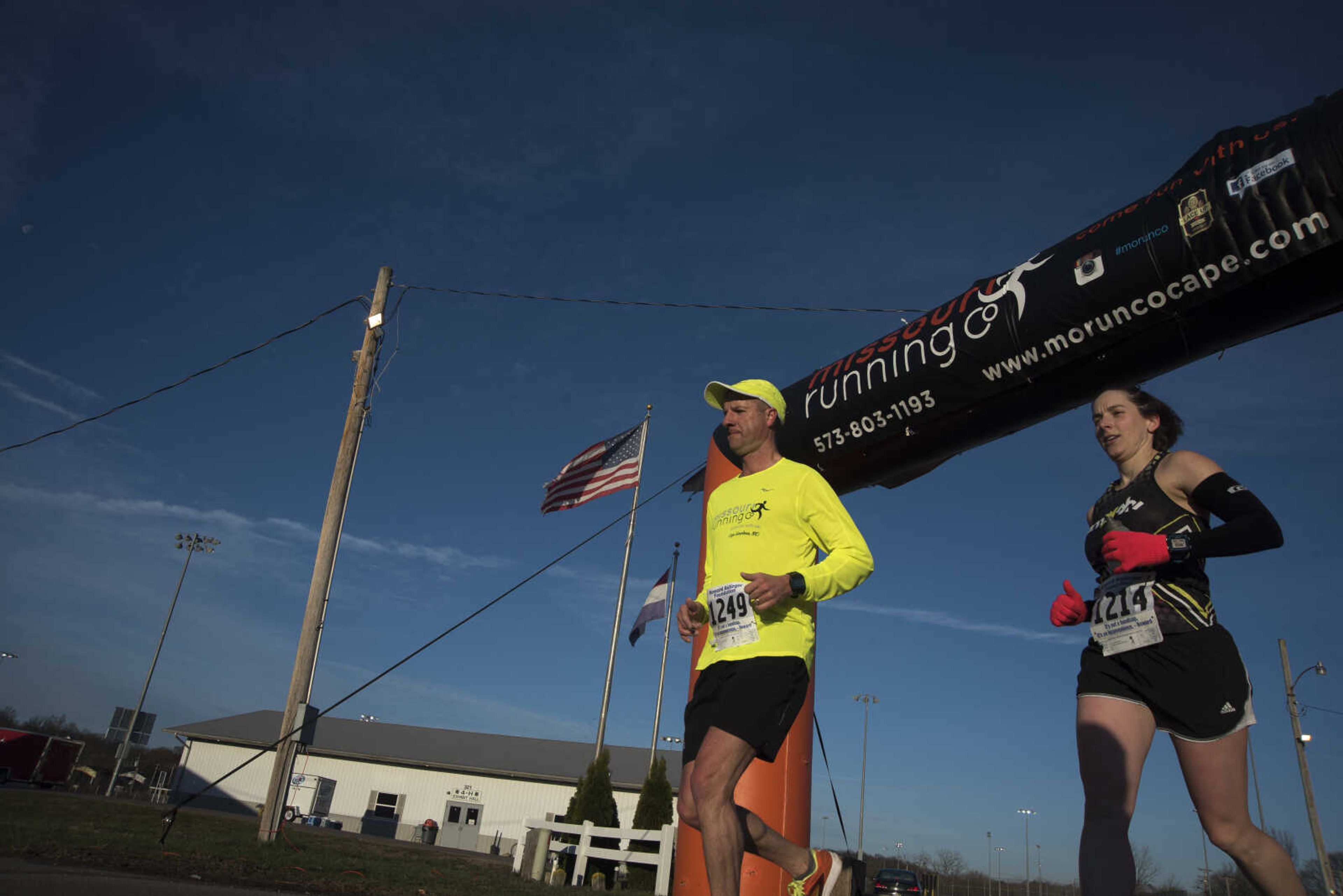 Joe Windechneht and Laura Sheridan make their way around the 1-mile loop set up at Arena Park for the 8th annual Howard Aslinger Endurance Run on Saturday, March 18, 2017 in Cape Girardeau. The event raises money for the Howard L. Aslinger Memorial Scholarship where runners will keep running until they can't anymore with the event starting at 7 p.m. Friday night going for 24 hours until Saturday night.