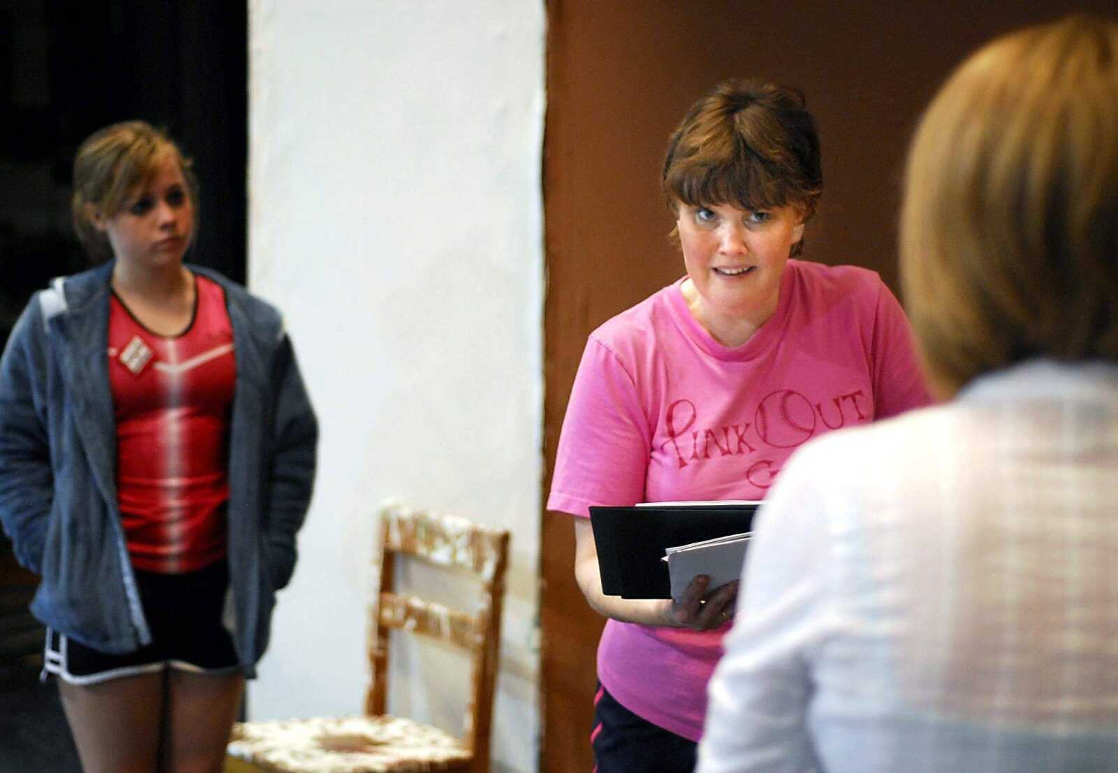 KIT DOYLE ~ kdoyle@semissourian.comCindy Bradshaw directs student actors Monday for the Red Dagger production of "Twelve Angry Jurors." This is the 50th production Bradshaw has directed for the Cape Girardeau Central High School theater group.