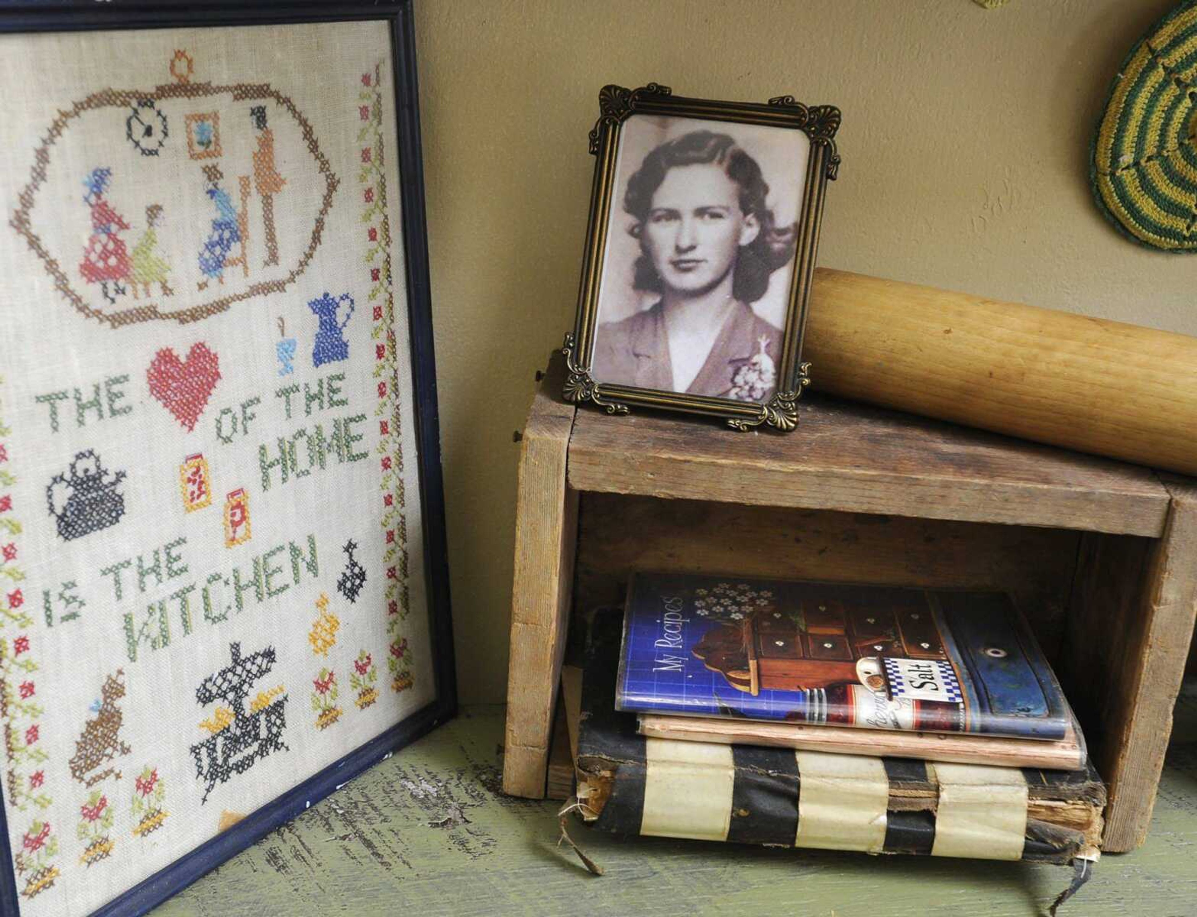 A display with a picture of Debbie Hadler&#8217;s maternal grandmother, Beatrice Hager, is a feature of Grandma Bea&#8217;s in Perryville, Mo. (Fred Lynch)