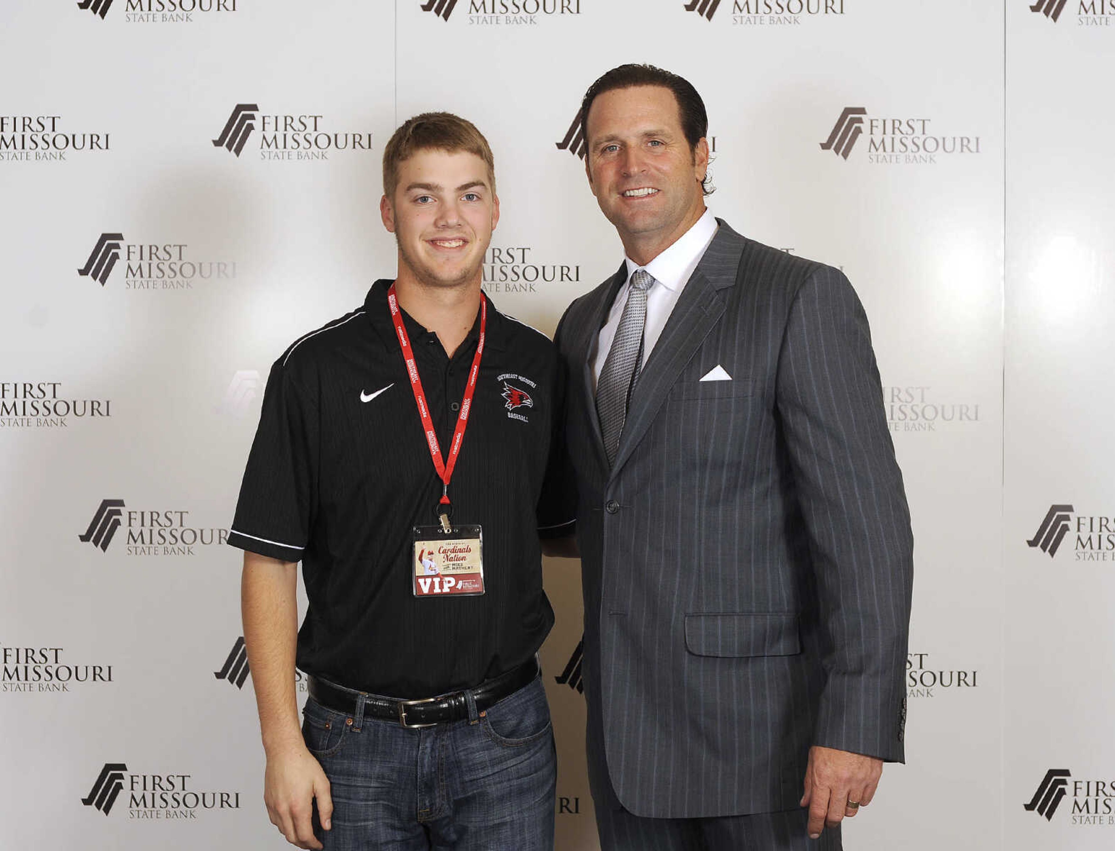 LAURA SIMON ~ lsimon@semissourian.com

Mike Matheny, manager of the St. Louis Cardinals, poses with fans during a VIP reception, Wednesday, Dec. 2, 2015, at Southeast Missouri State University's River Campus. "The State of Cardinals Nation" was presented by First Missouri State Bank.