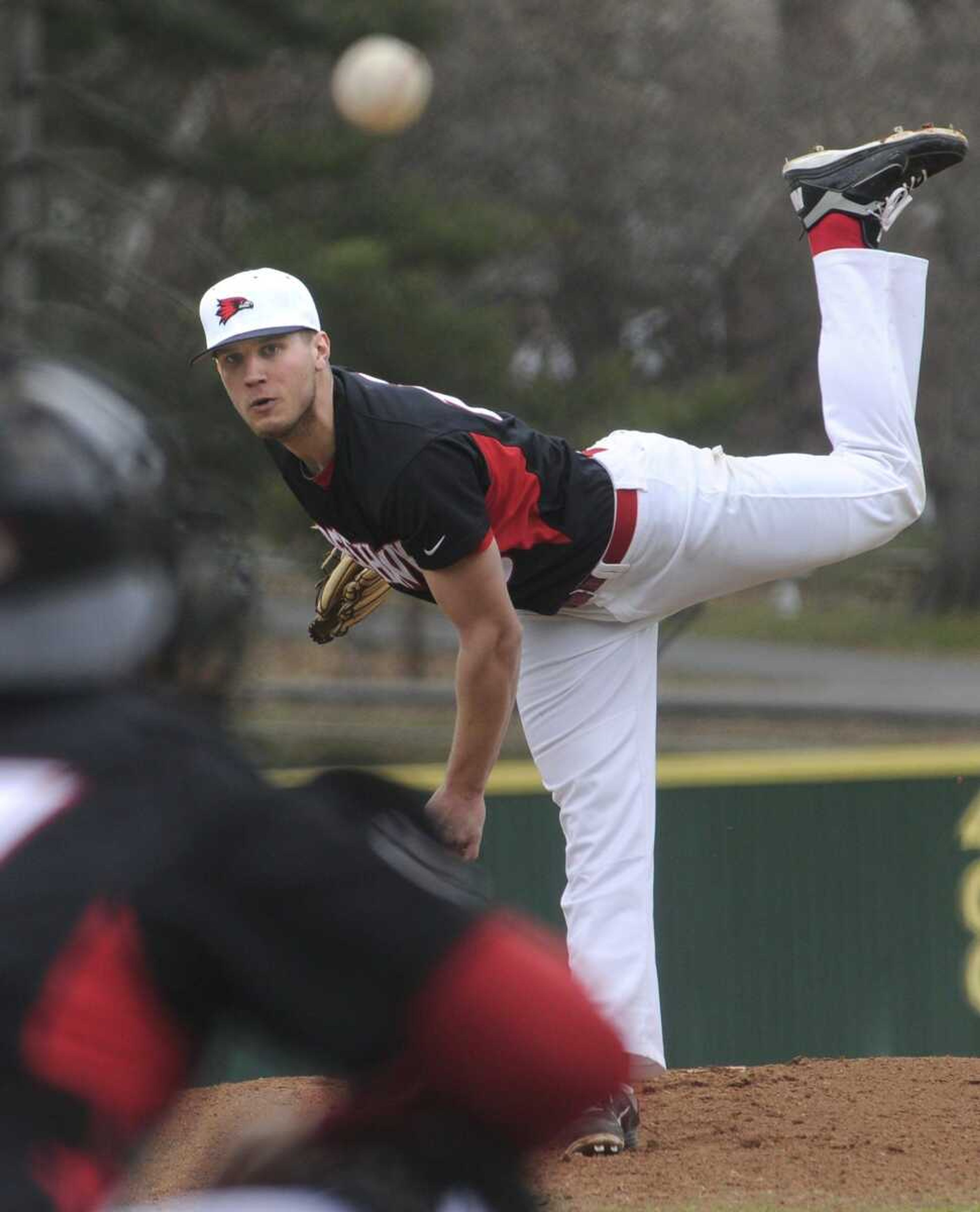 Southeast Missouri State starter Zach Smith pitches to an Illinois State batter during the first inning Sunday, March 4, 2012 at Capaha Field. (Fred Lynch)