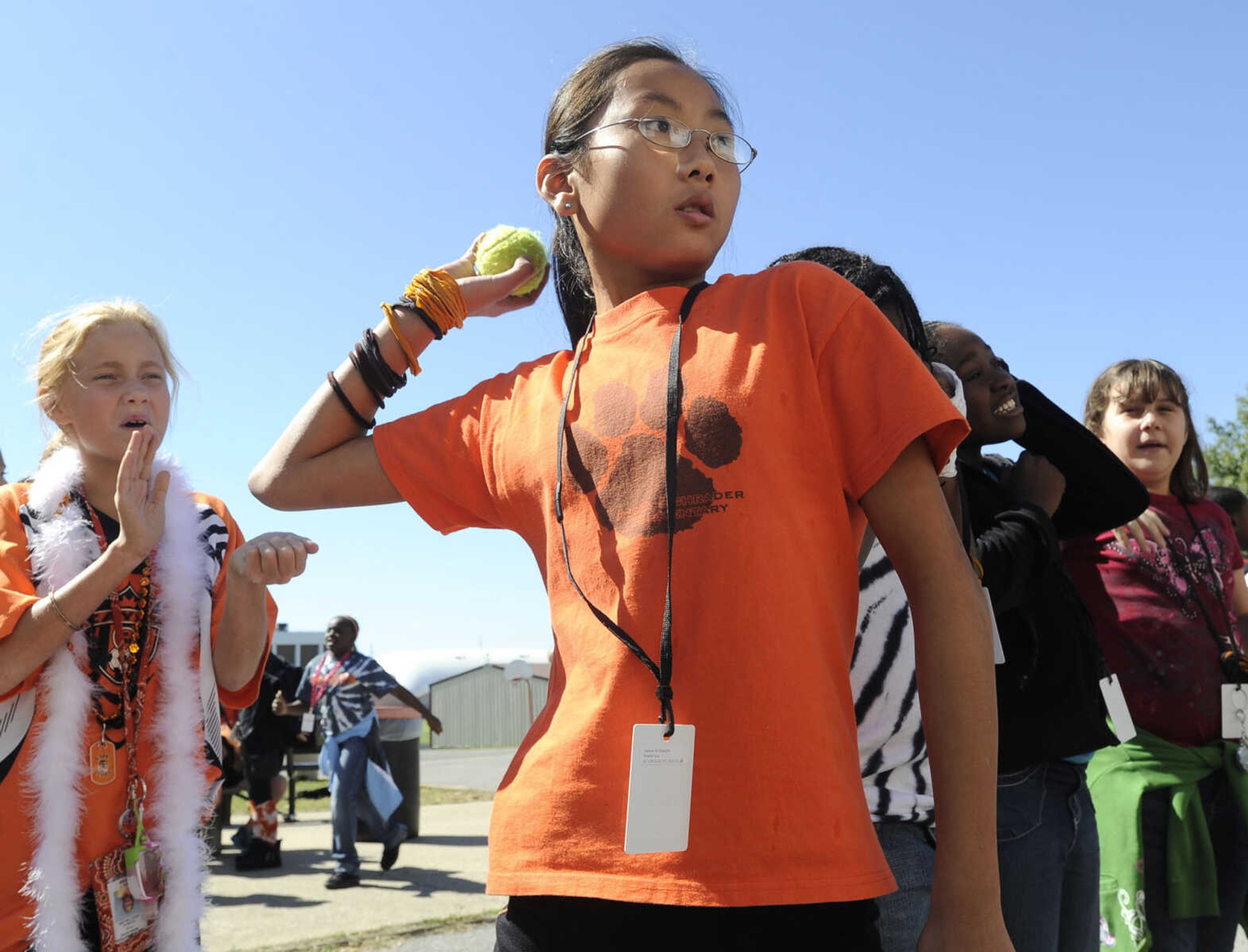 FRED LYNCH ~ flynch@semissourian.com
Fifth-grader Phoebe Law throws at the dunking booth to benefit the United Way Friday, Sept. 30, 2011 at Central Middle School.