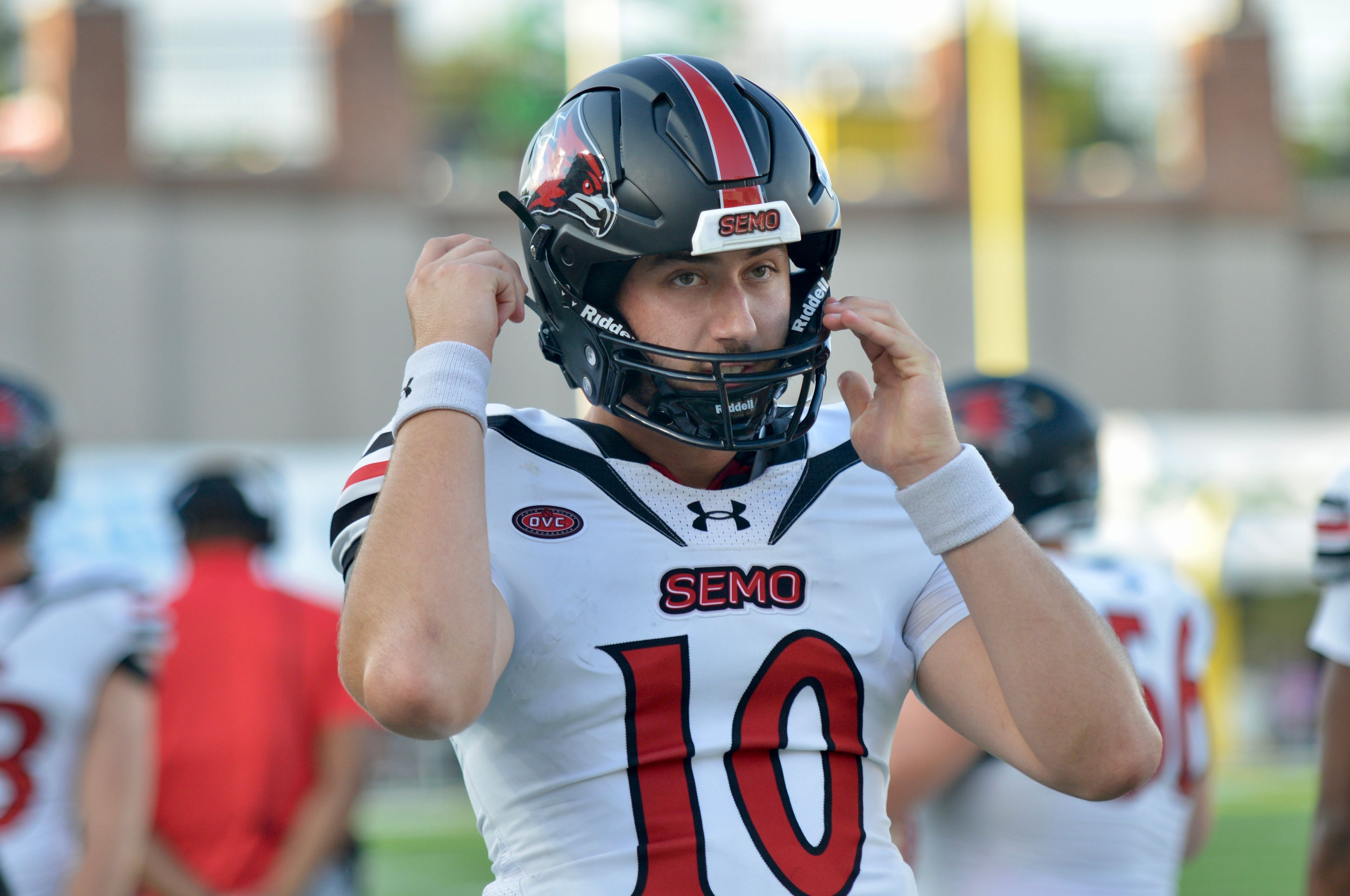 Southeast Missouri State quarterback Paxton DeLaurent before an FCS Kickoff game against North Alabama on Saturday, August 24, in Montgomery, Alabama.