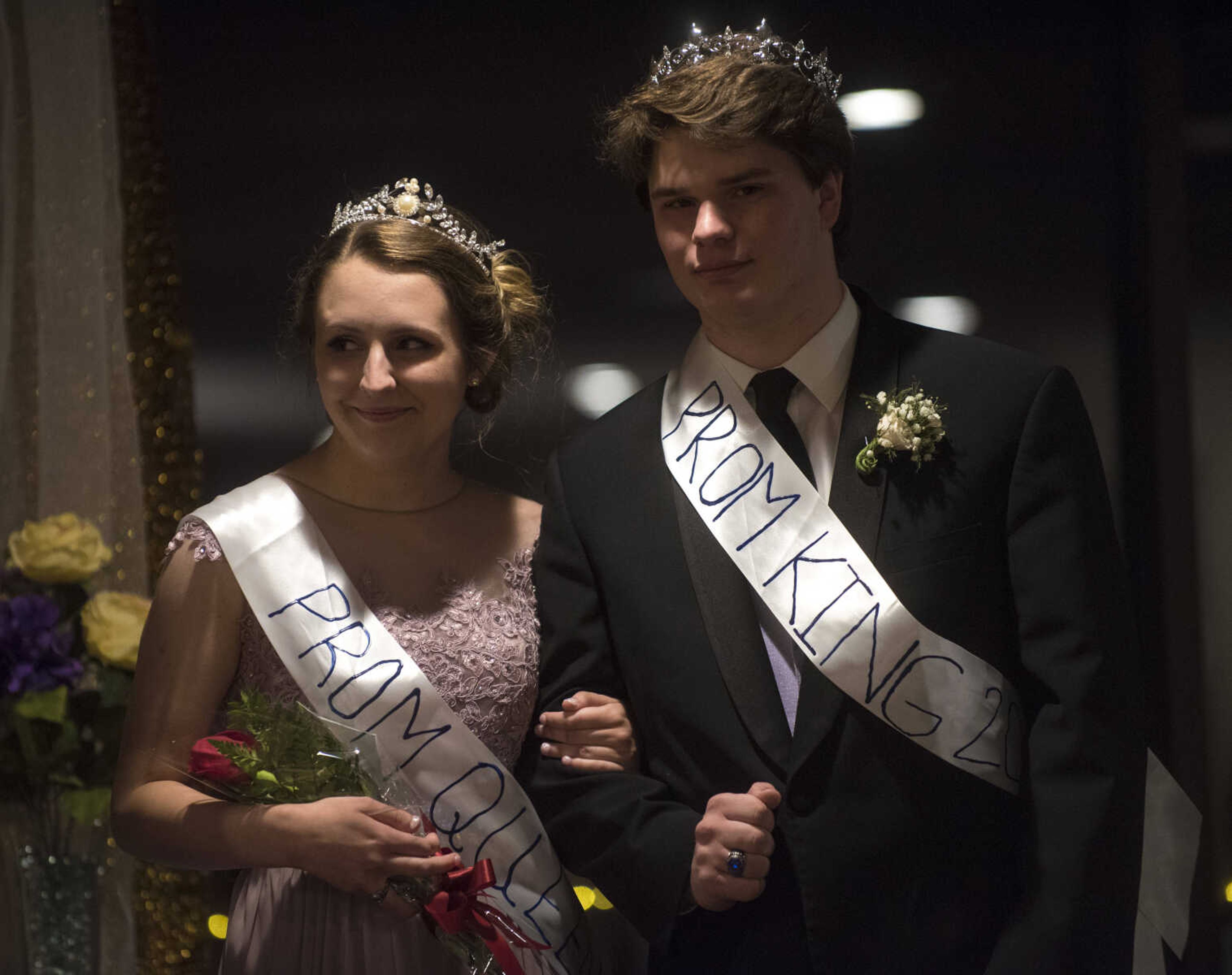 Adam Lichtenegger and Emily Weber are crowned prom King and Queen during the Saxony Lutheran prom Saturday, April 22, 2017 at the Elk's Lodge in Cape Girardeau.