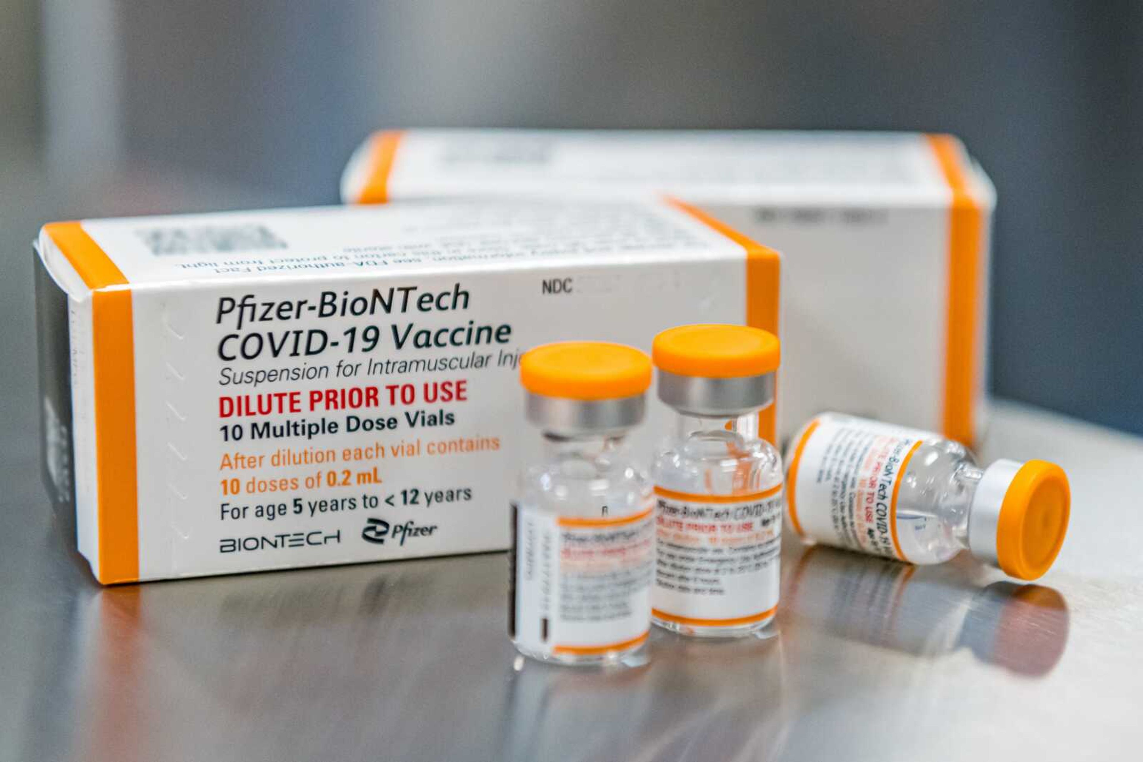 Kid-size doses of Pfizer's COVID-19 vaccine in October in Puurs, Belgium.