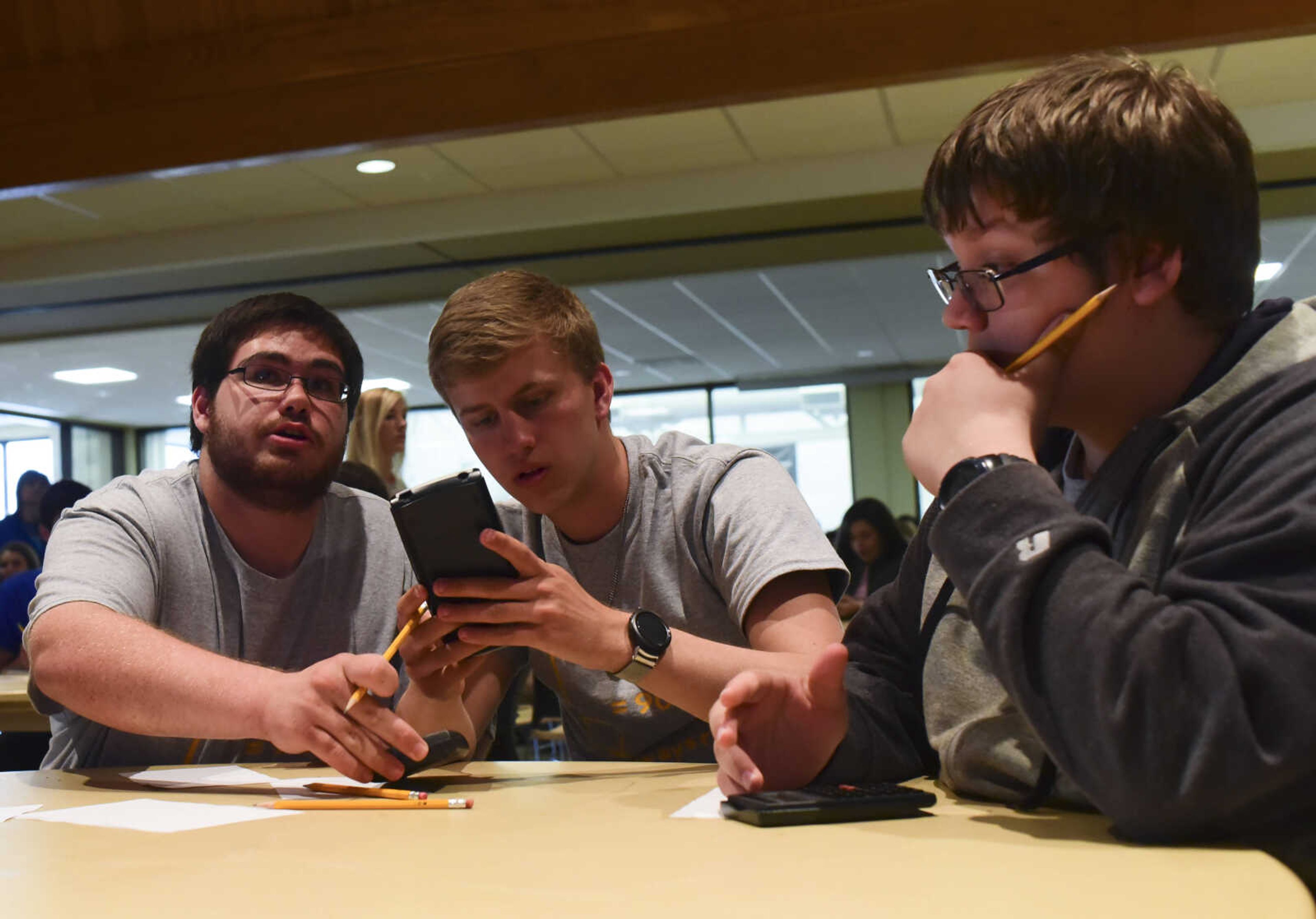 Students compete in the problem-solving event during the 40th annual Math Field Day Tuesday, April 18, 2017 at the University Center on the campus of Southeast Missouri State University in Cape Girardeau.