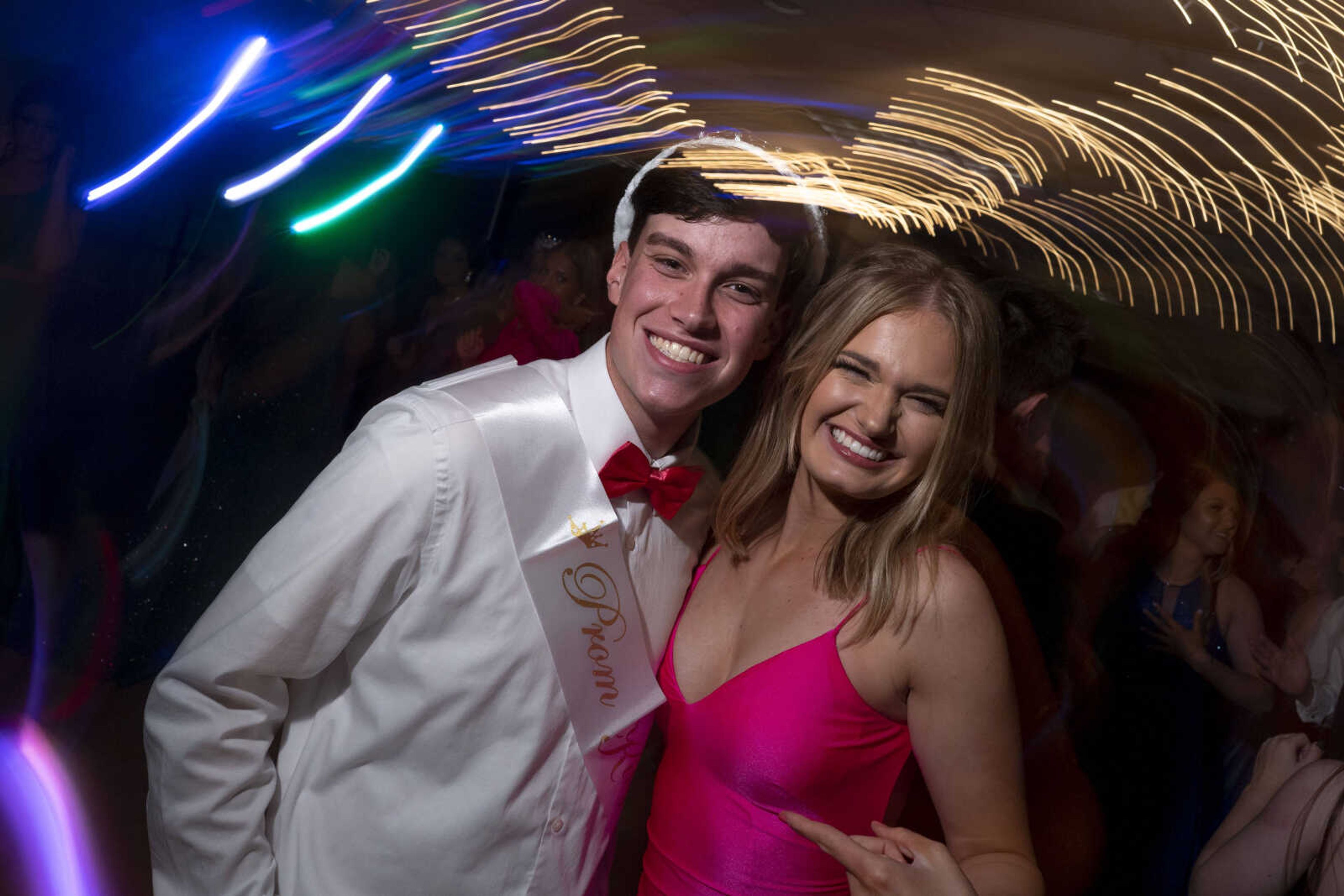 Students pose for a portrait during the Saxony Lutheran prom Saturday, April 26, 2021, at  the Elks Lodge in Cape Girardeau.